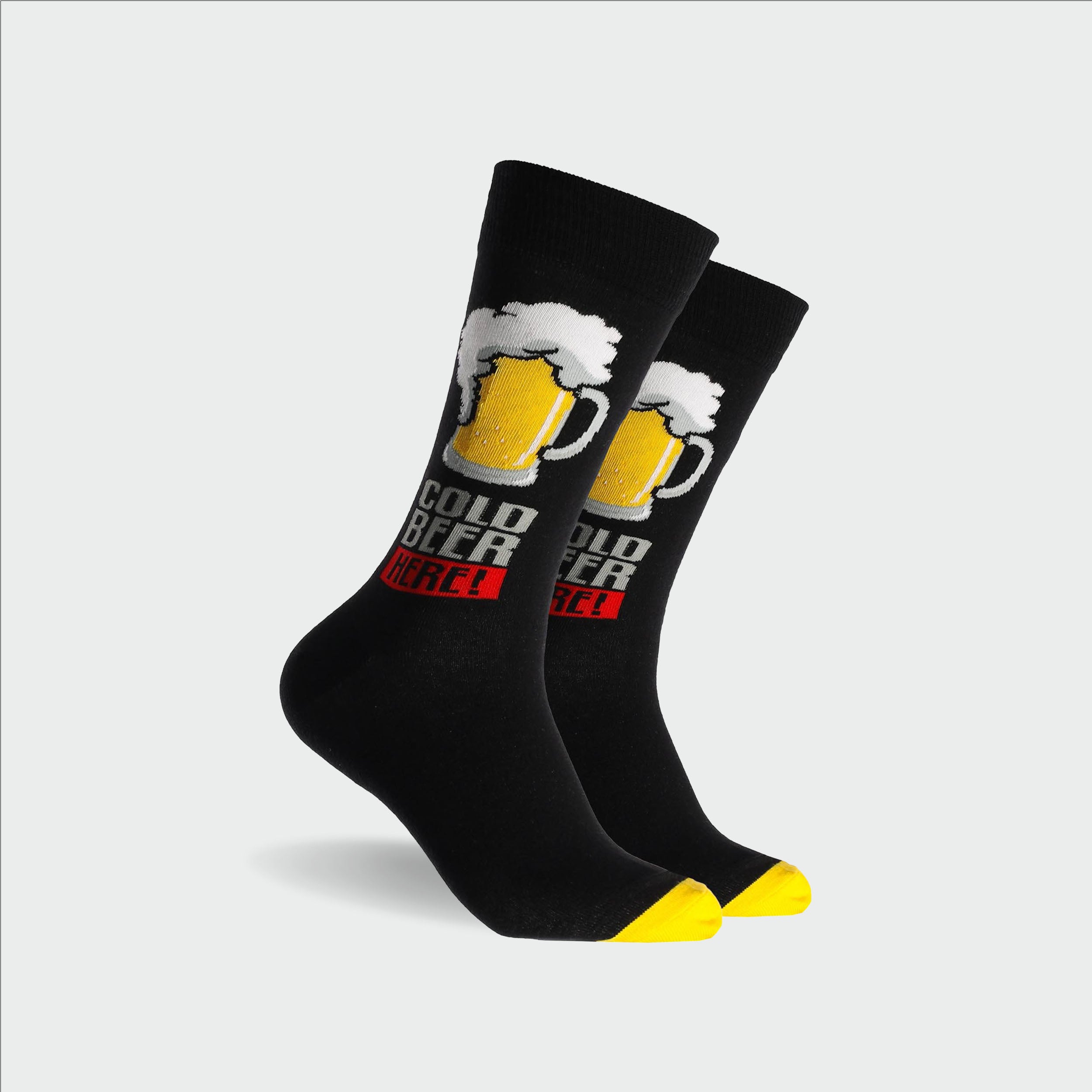 Men's Cold Beer Cotton Crew Socks - Black - Image 1