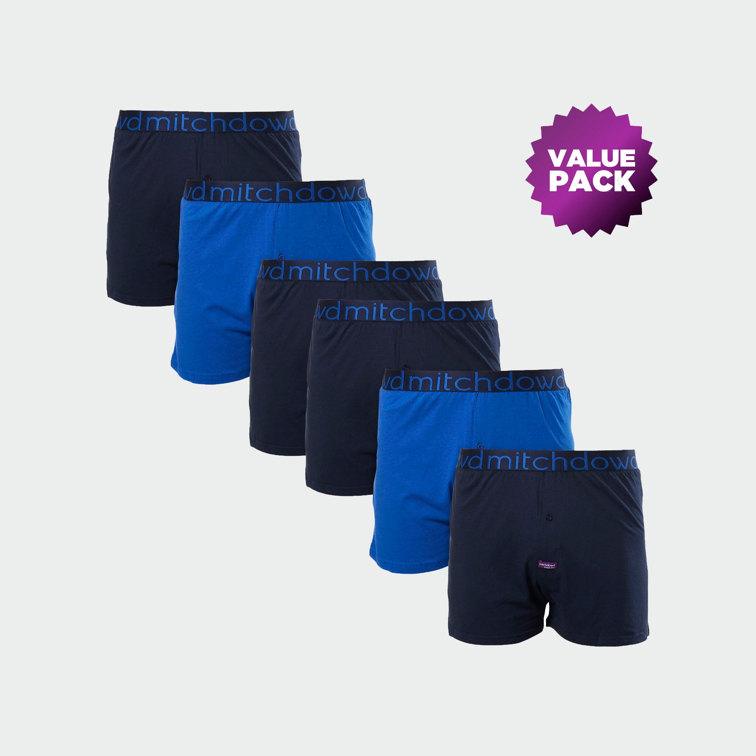 Men's Loose Fit Knit Boxer Shorts 3 Pack - Navy/Blue - Image 1