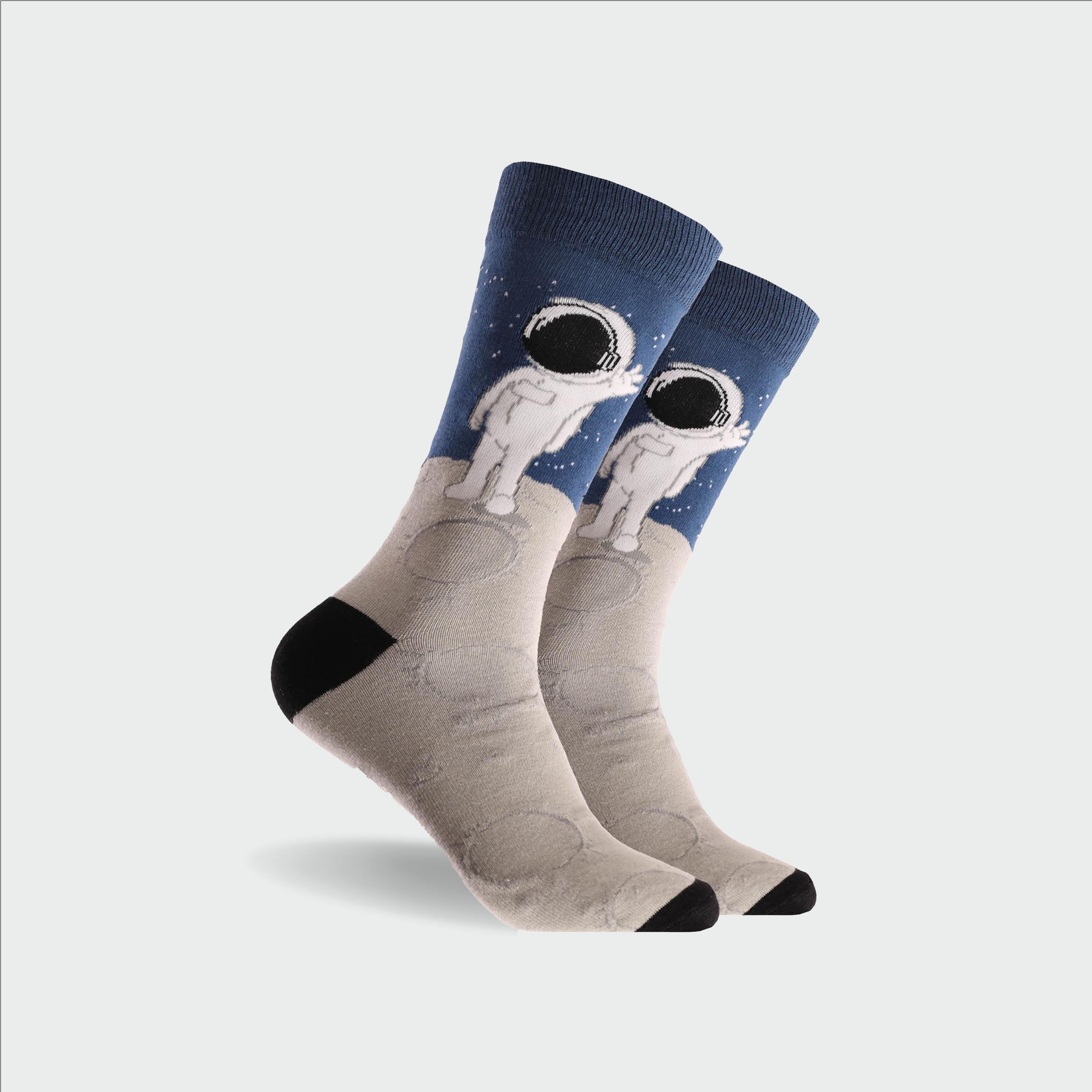 Men's Astronaut Cotton Crew Socks - Denim - Image 1