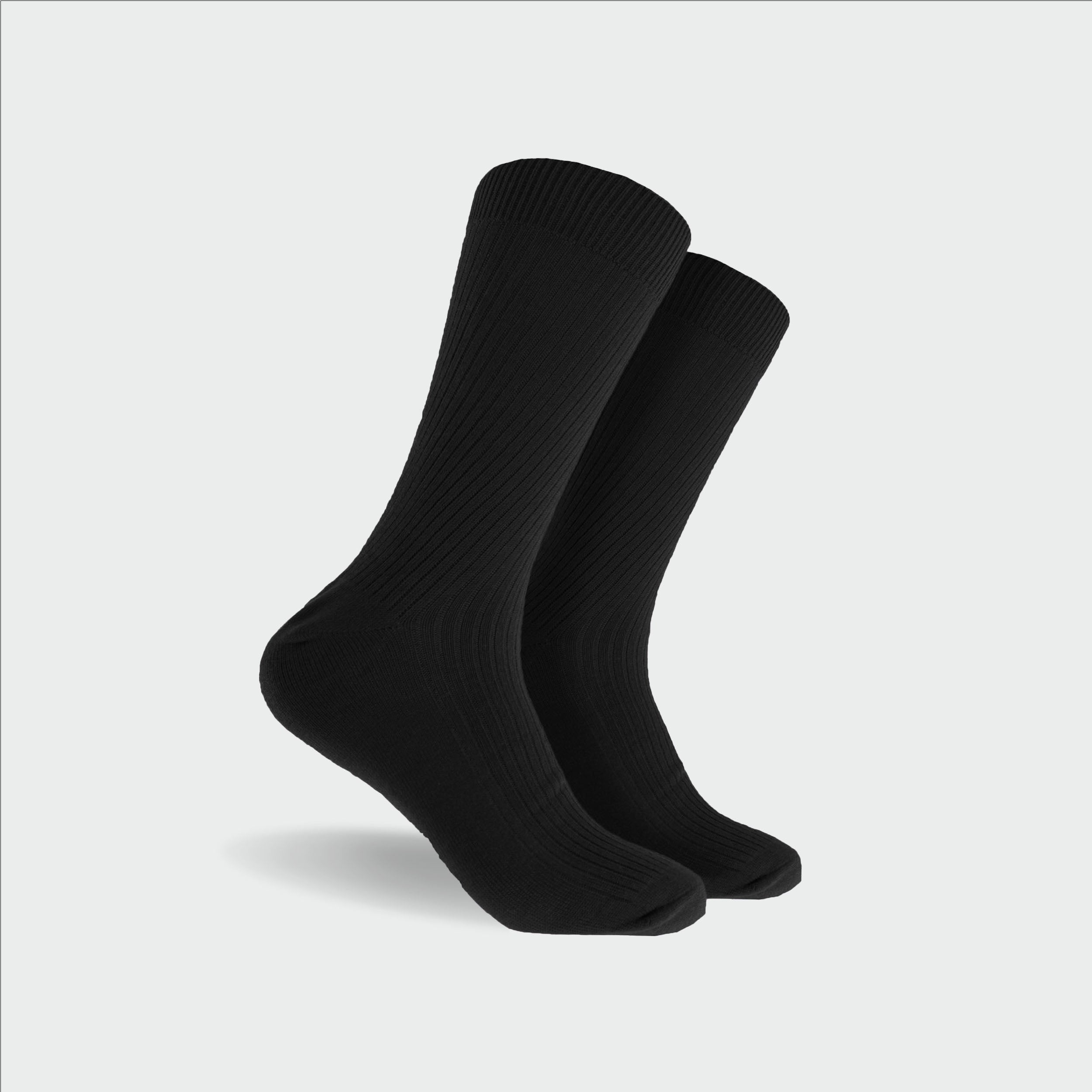 Men's Bamboo Rib Crew Socks - Black - Image 1