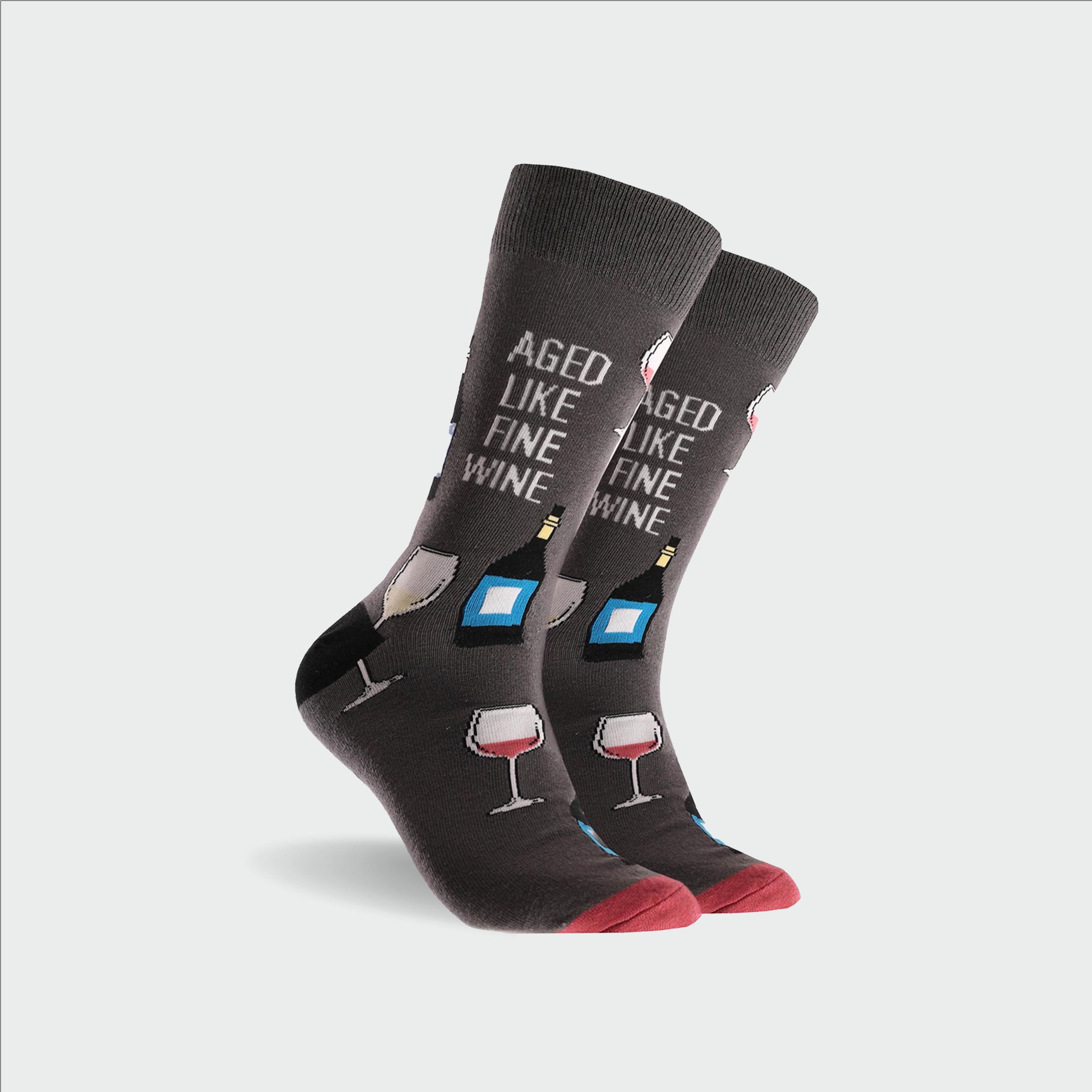 Men's Fine Wine Cotton Crew Socks - Black - Image 1