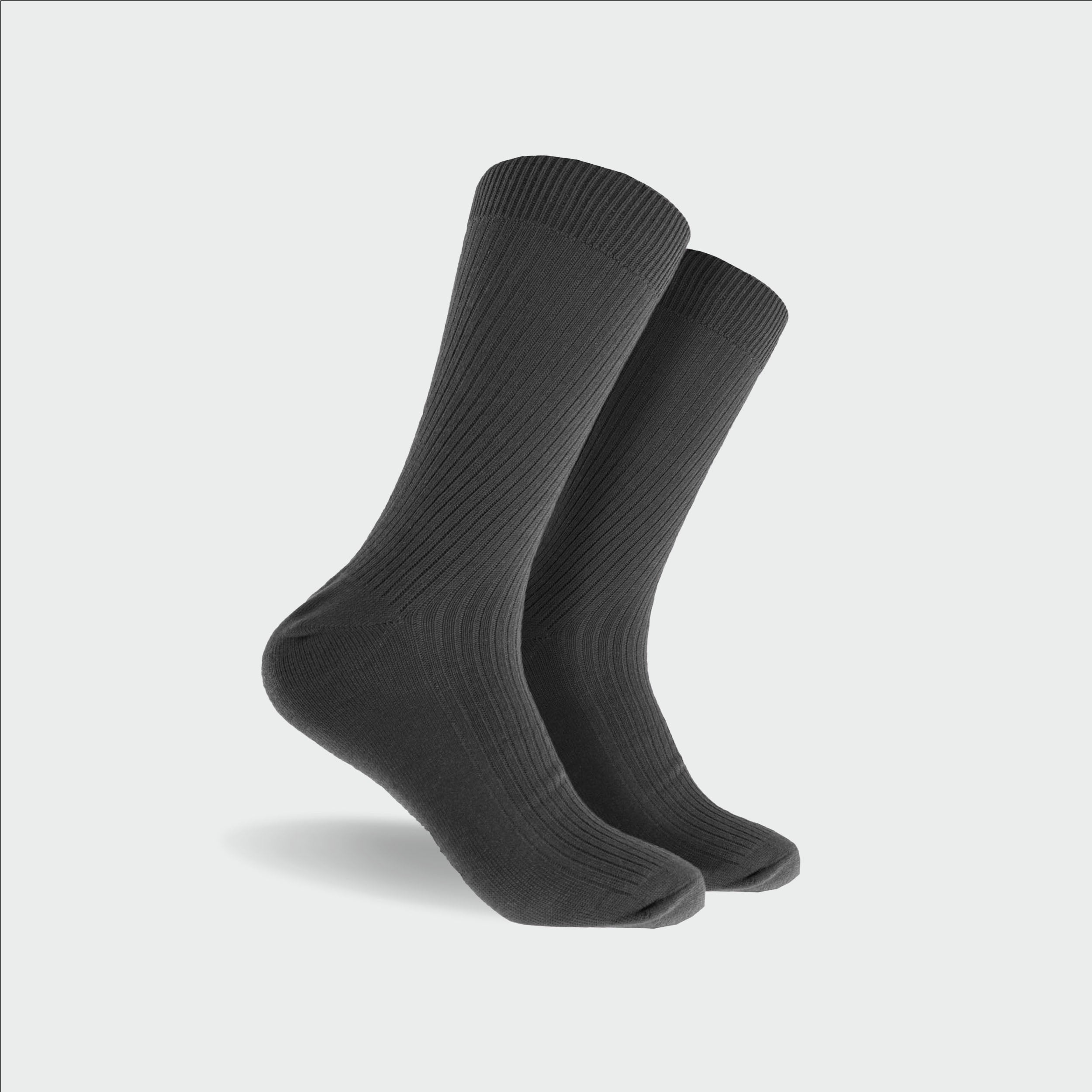 Men's Bamboo Rib Crew Socks - Dark Grey - Image 2