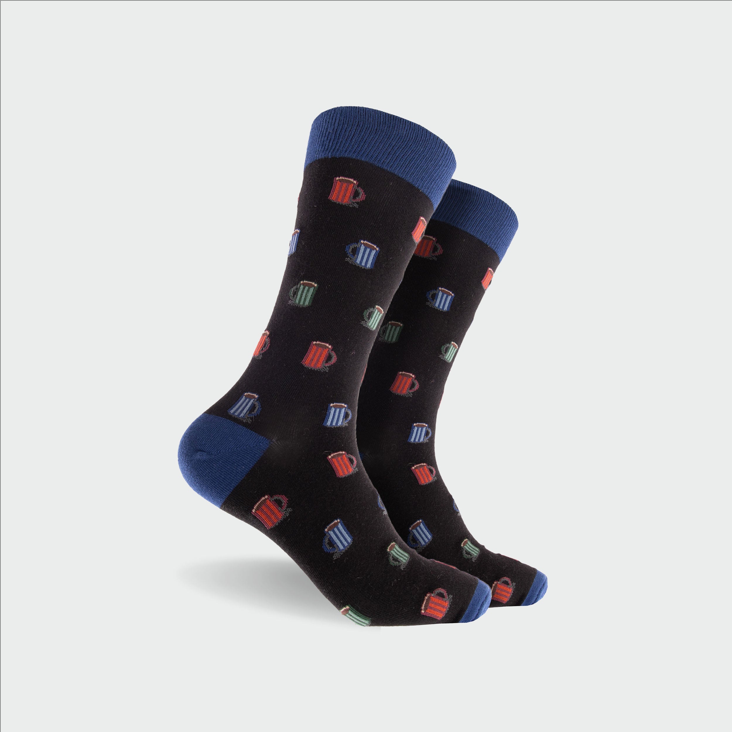 Men's Caffeine Super Fine Cotton Crew Socks - Black - Image 1