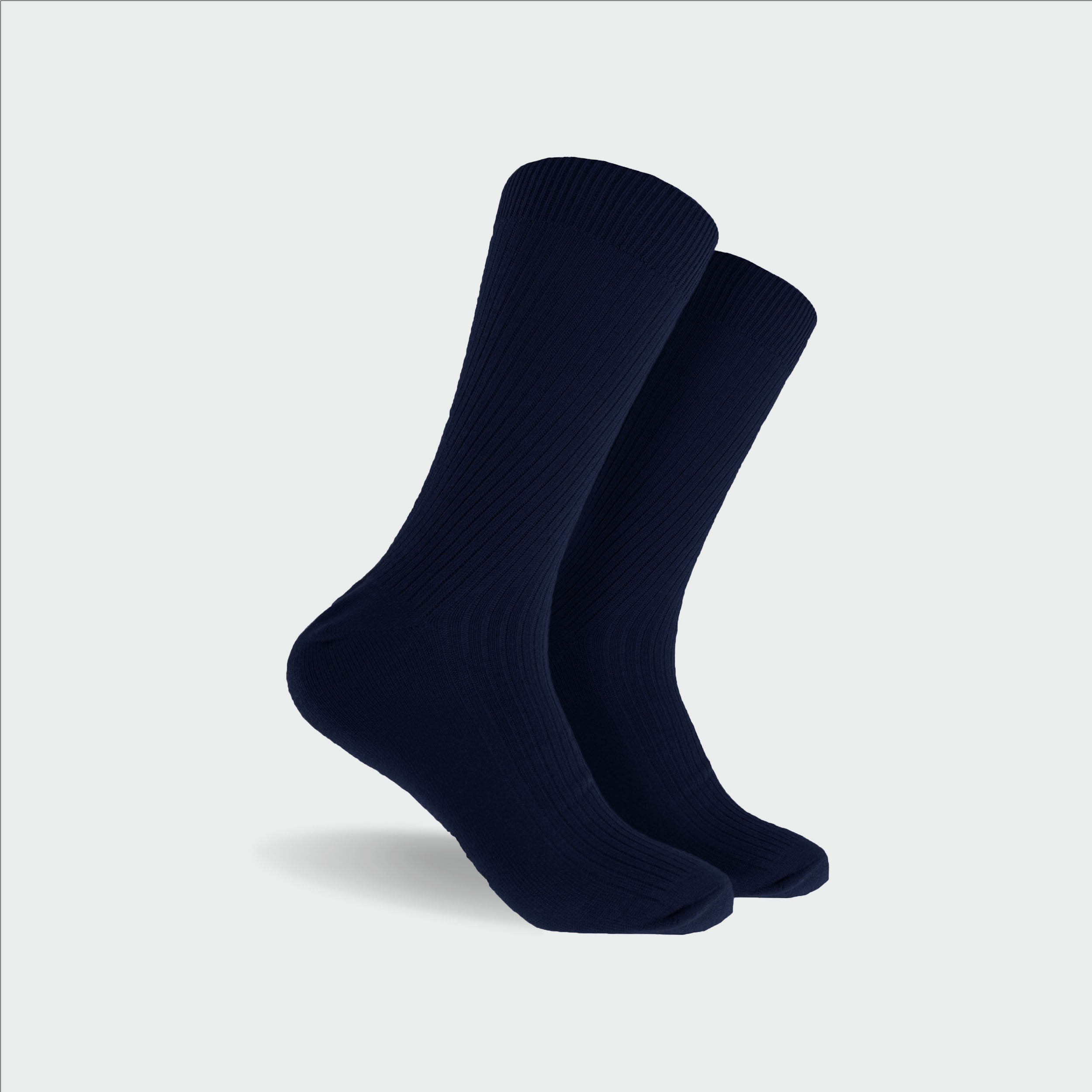 Men's Bamboo Rib Crew Socks - Navy - Image 1