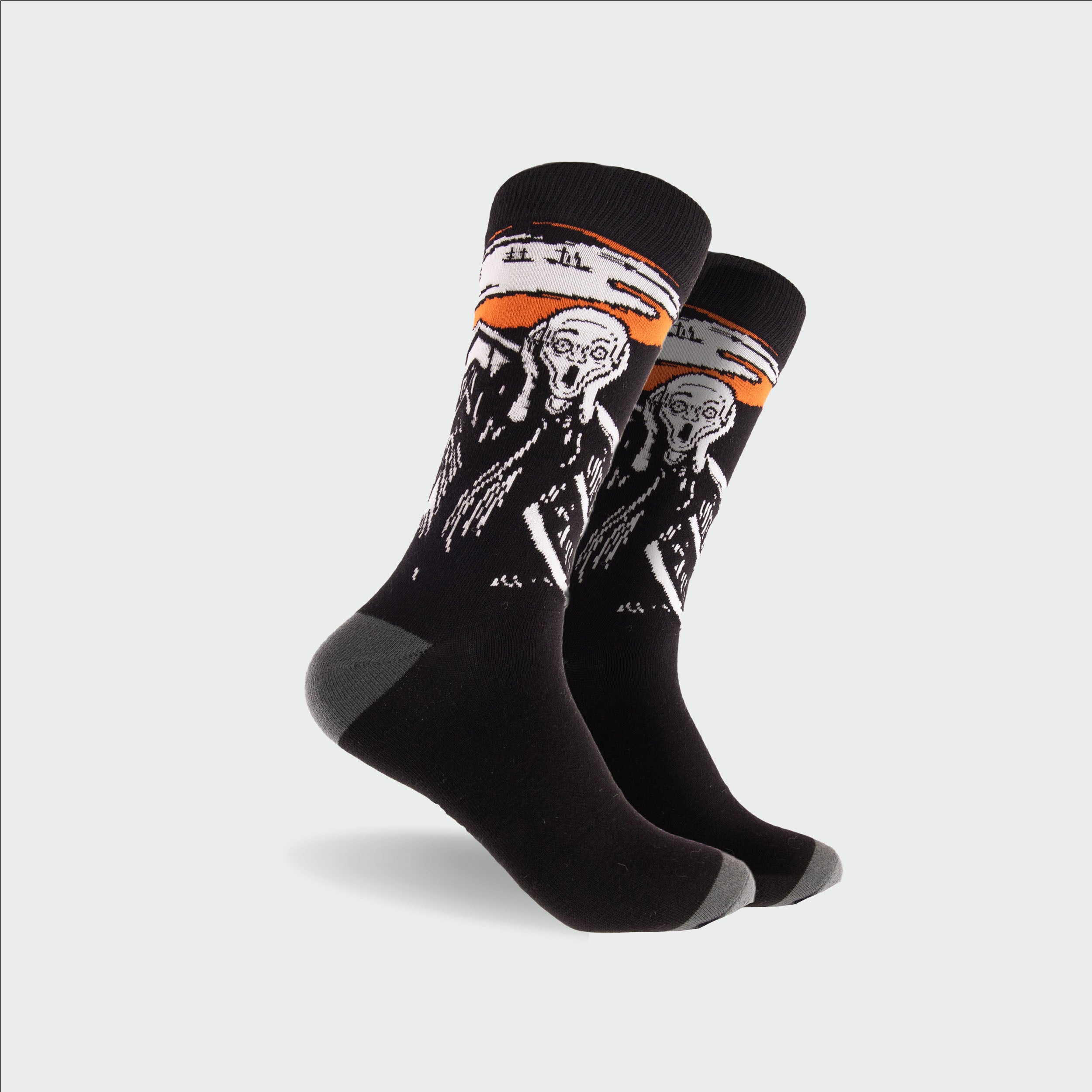 Men's Scream Art Cotton Crew Sock - Black & White - Image 1