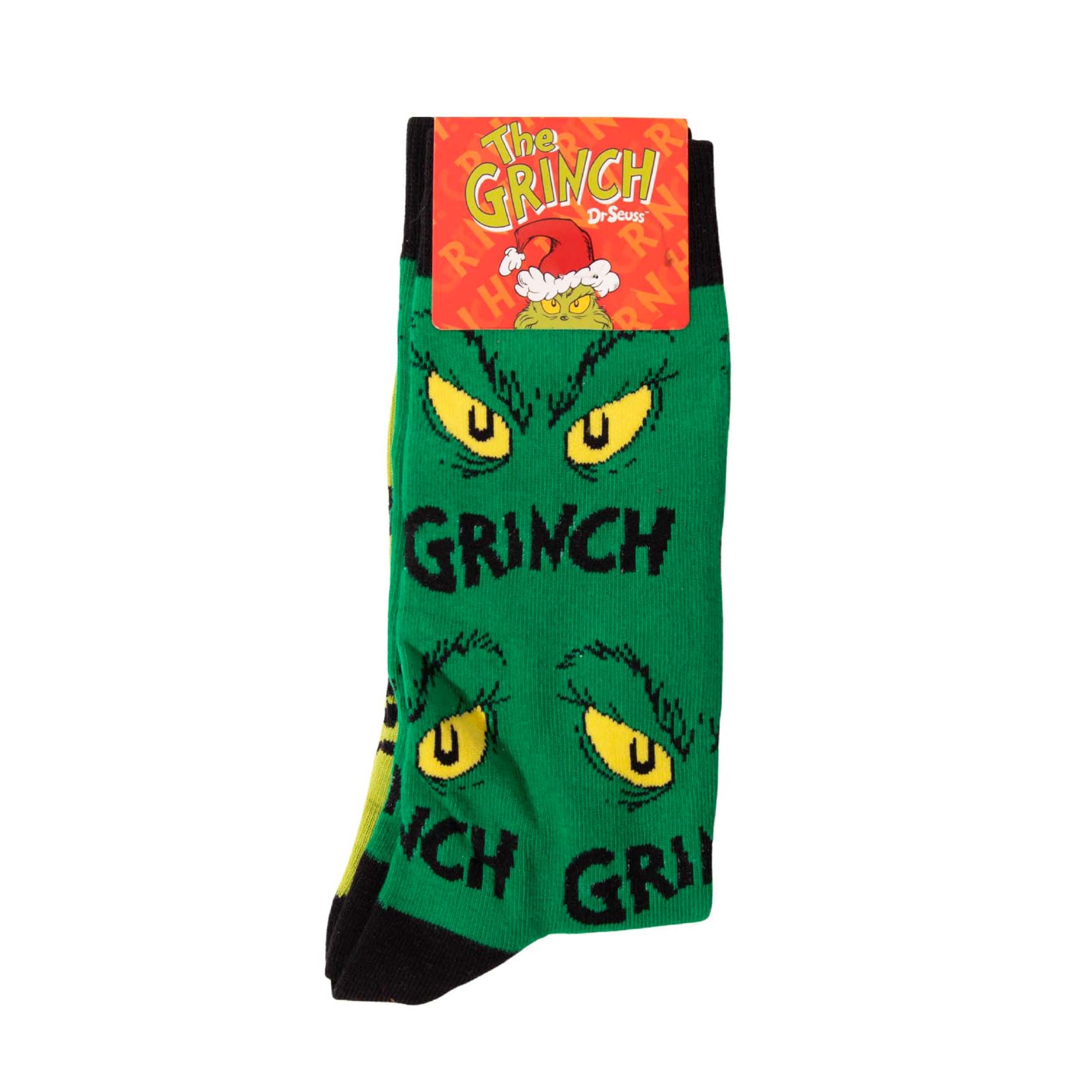 Men's Grinch Eyes Cotton Crew Socks - Green - Image 2