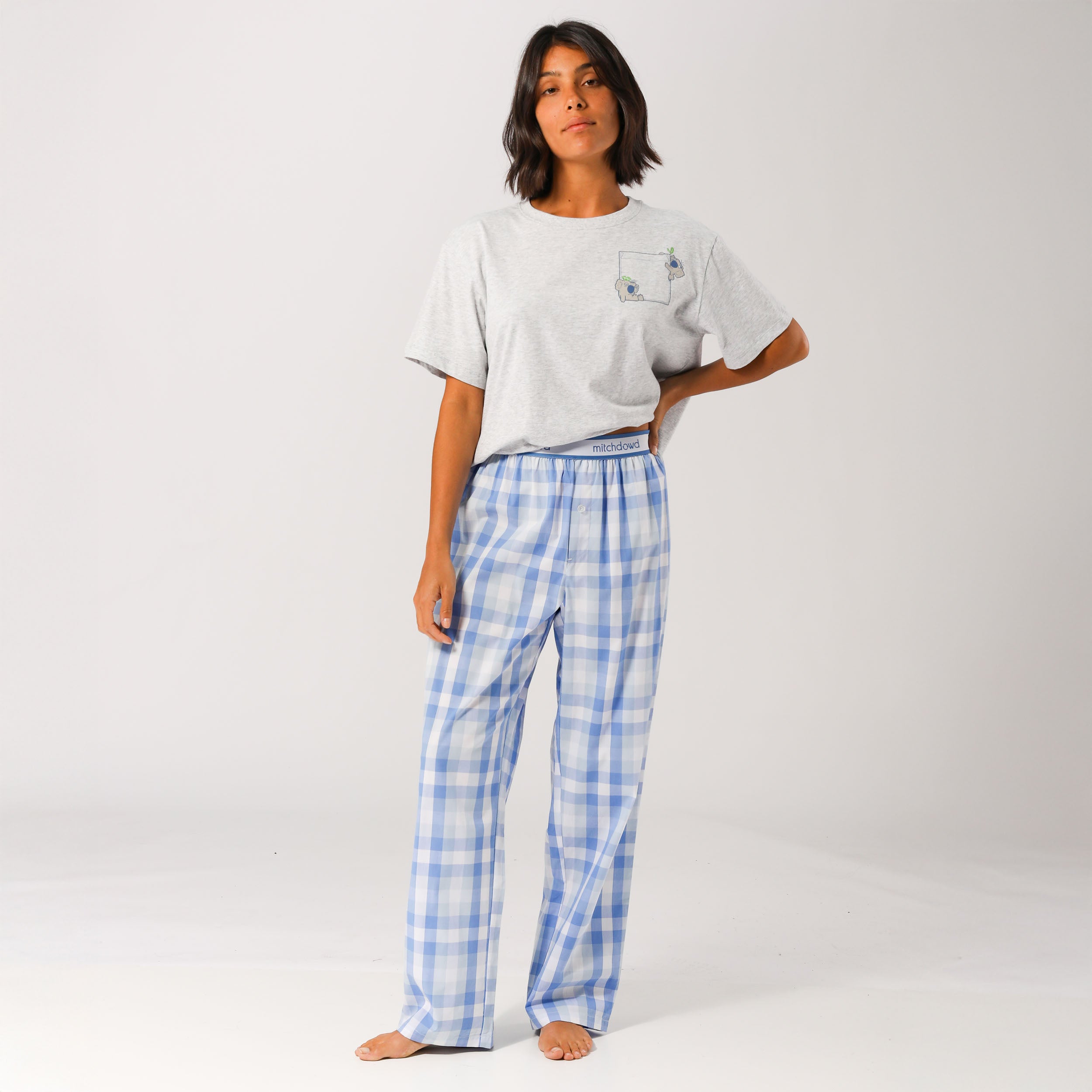 Women's Check Sleep Pants - Blue - Image 1