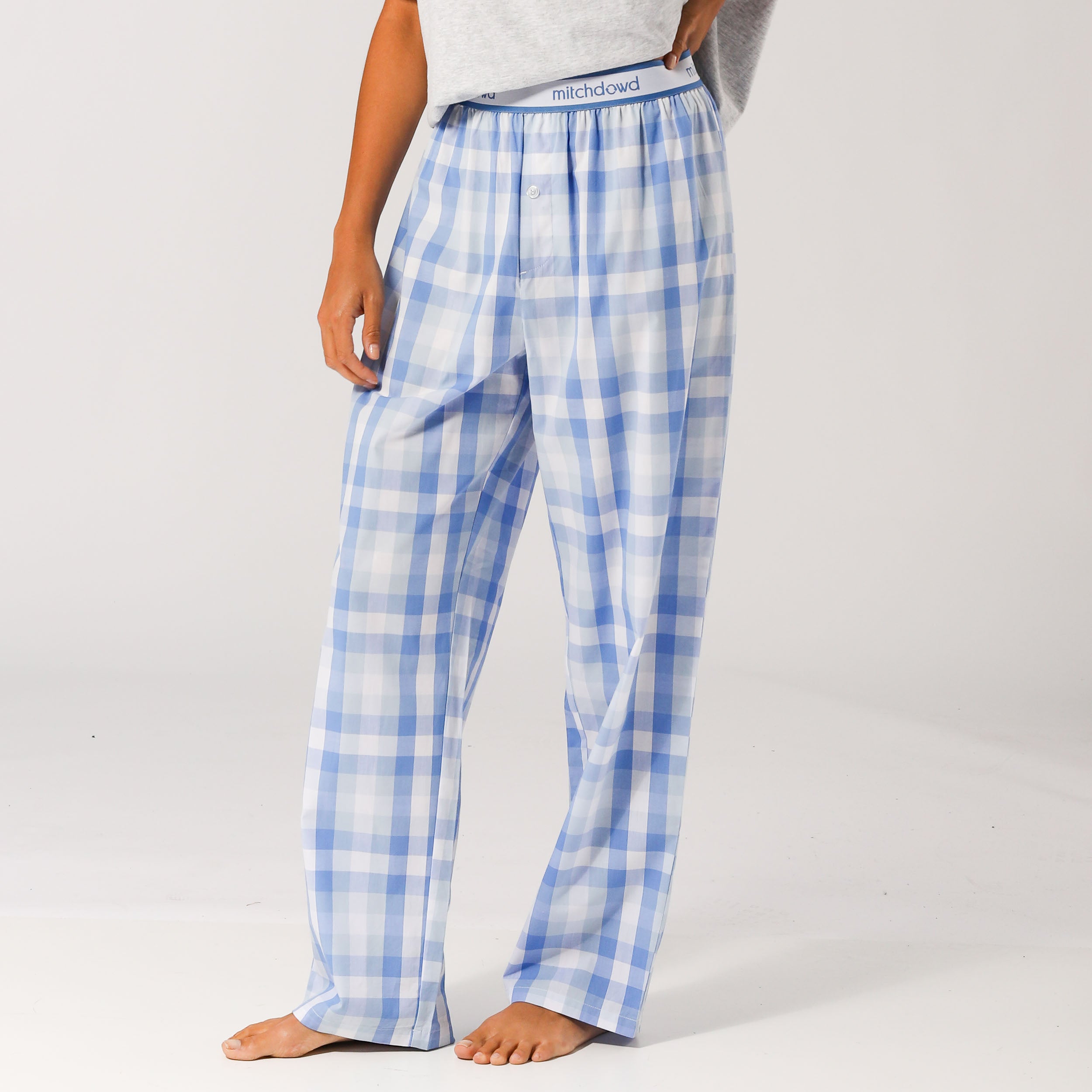 Women's Check Sleep Pants - Blue - Image 3