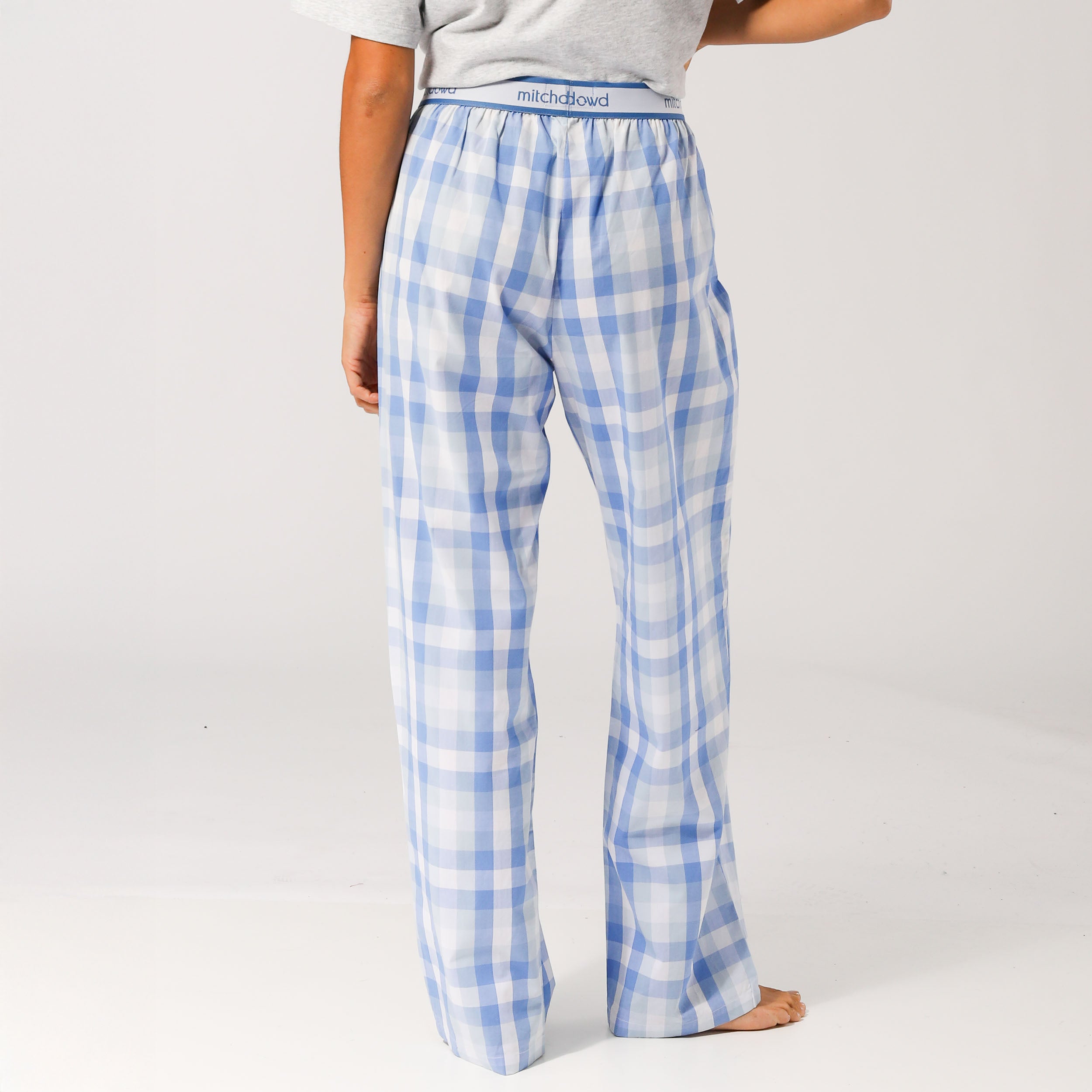 Women's Check Sleep Pants - Blue - Image 4