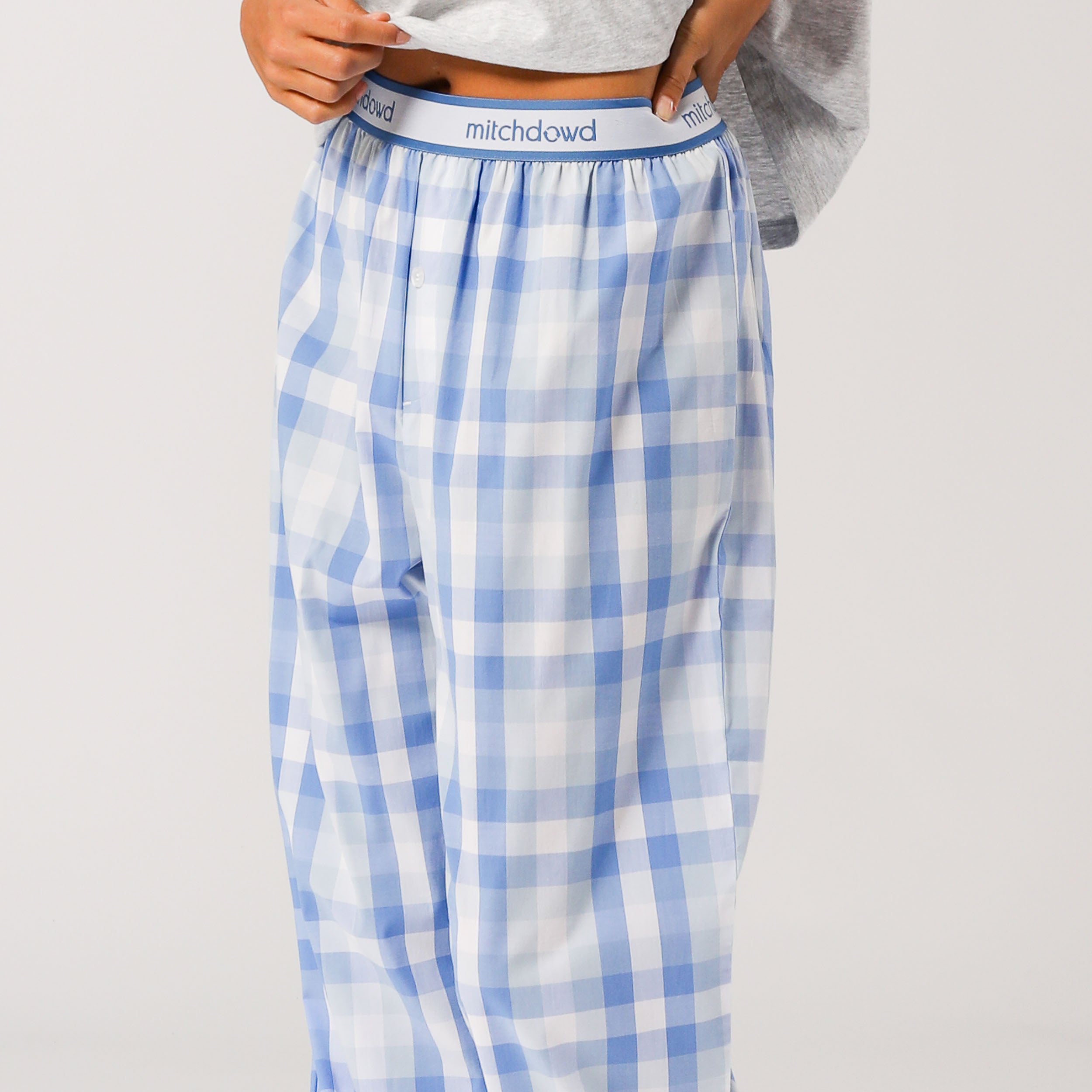 Women's Check Sleep Pants - Blue - Image 5