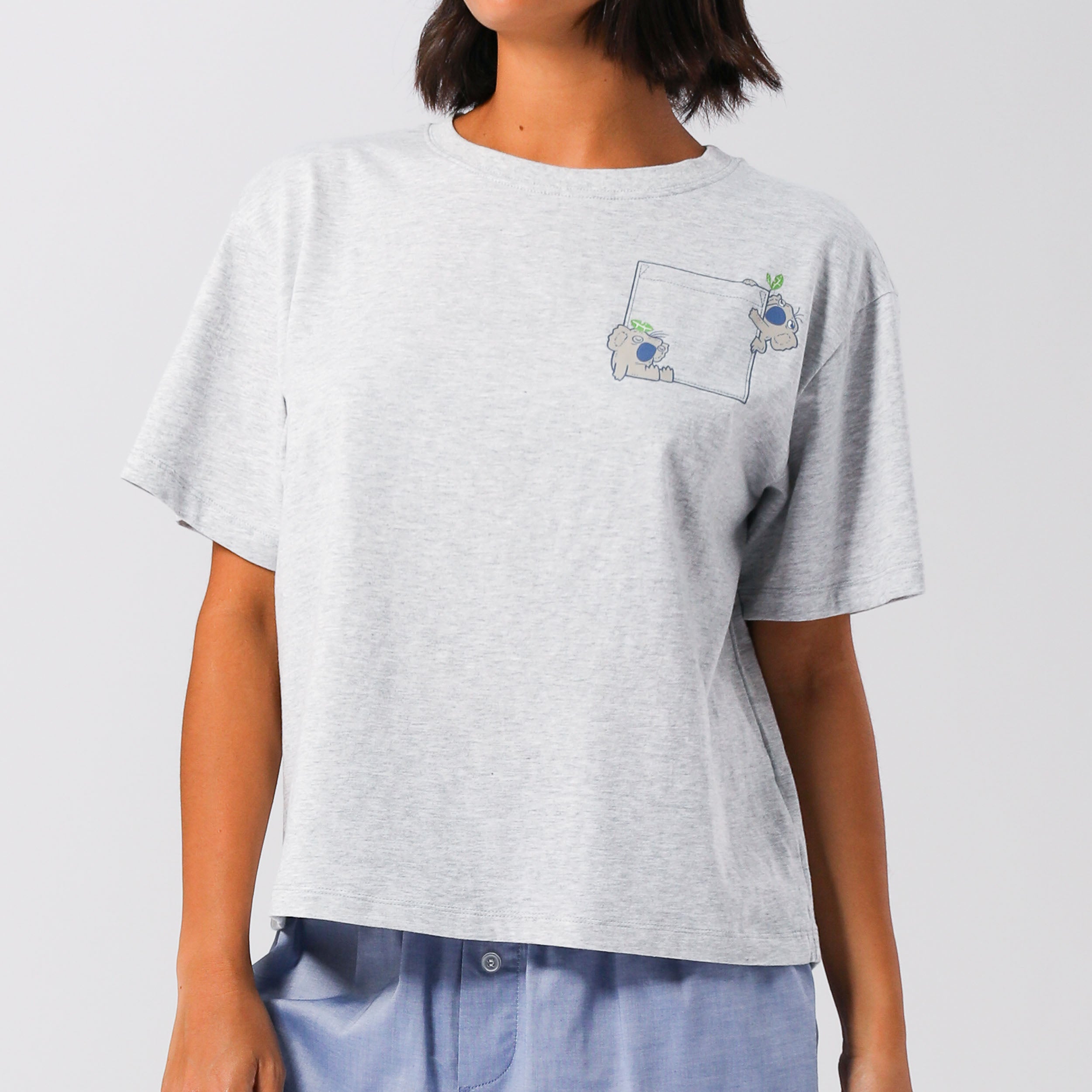 Womens Cotton Short Sleeve Tee - Light Grey Marle - Image 1