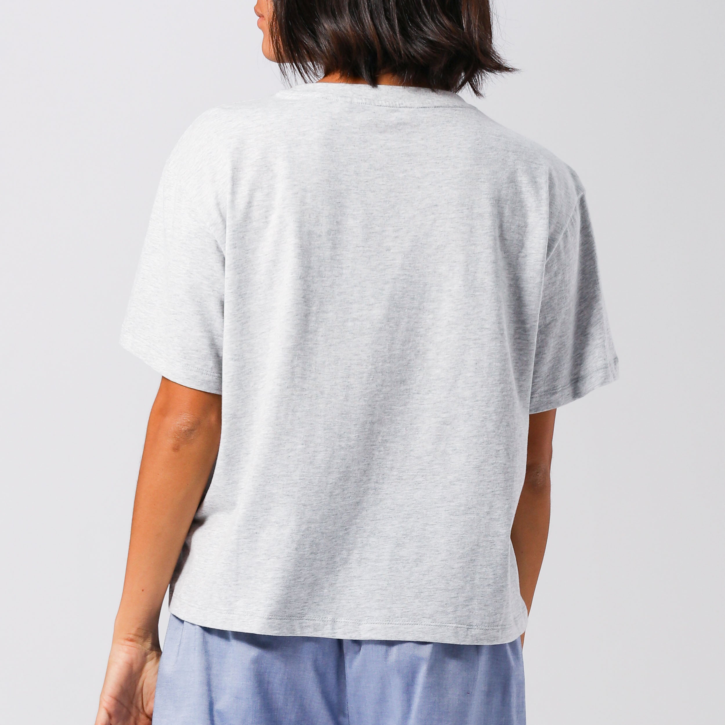 Womens Cotton Short Sleeve Tee - Light Grey Marle - Image 3