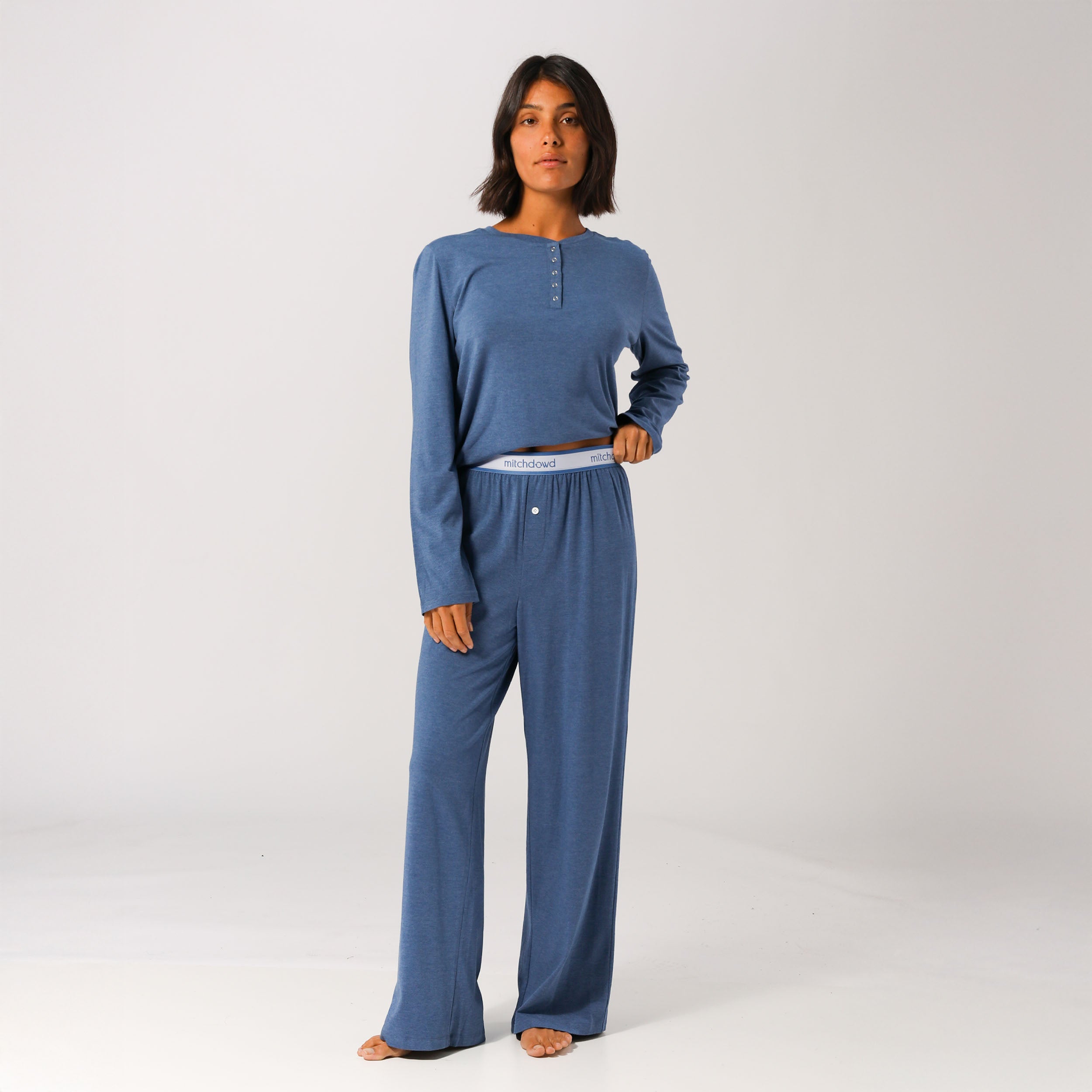 Women's Bamboo Knit Sleep Pants - Blue Marle - Image 1