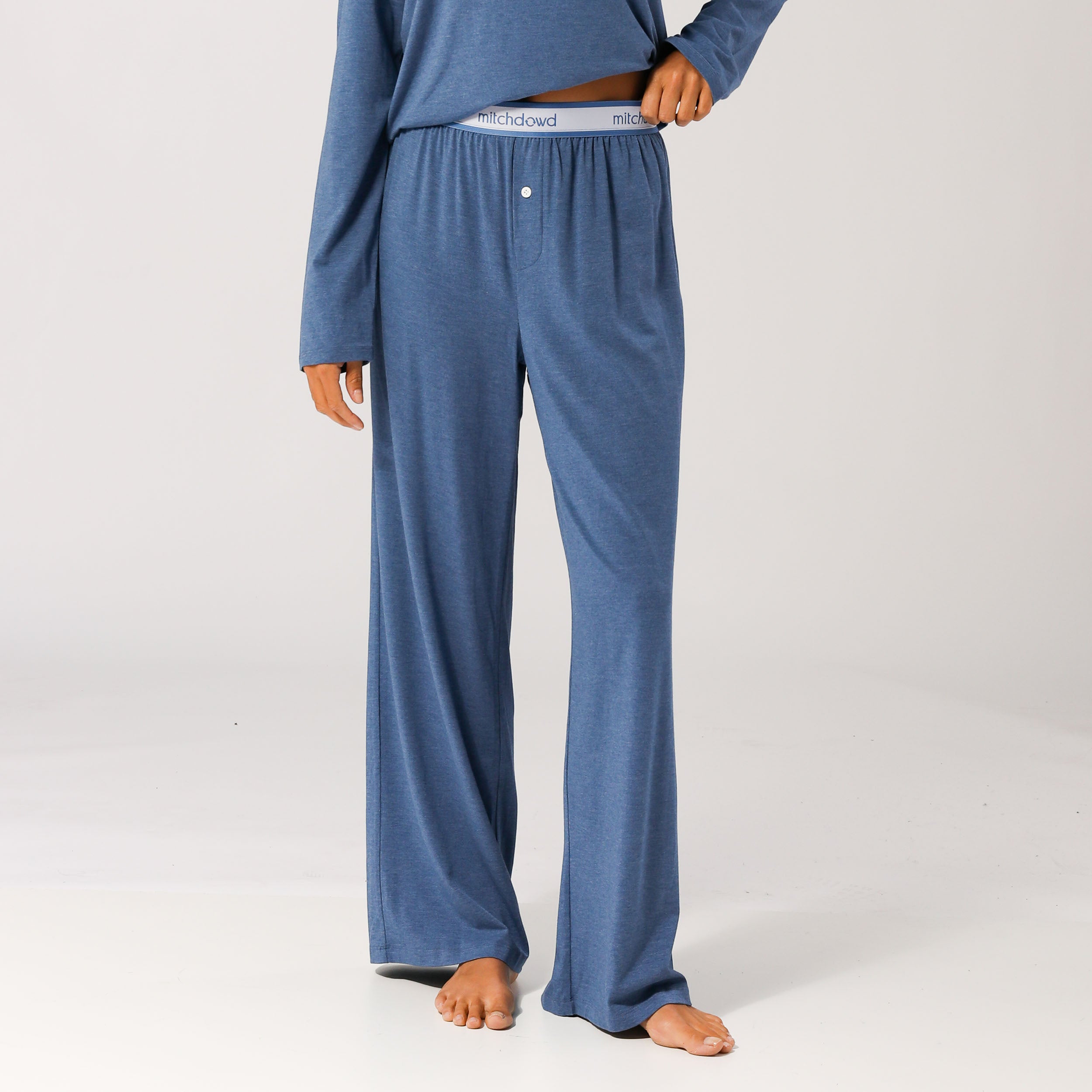 Women's Bamboo Knit Sleep Pants - Blue Marle - Image 2