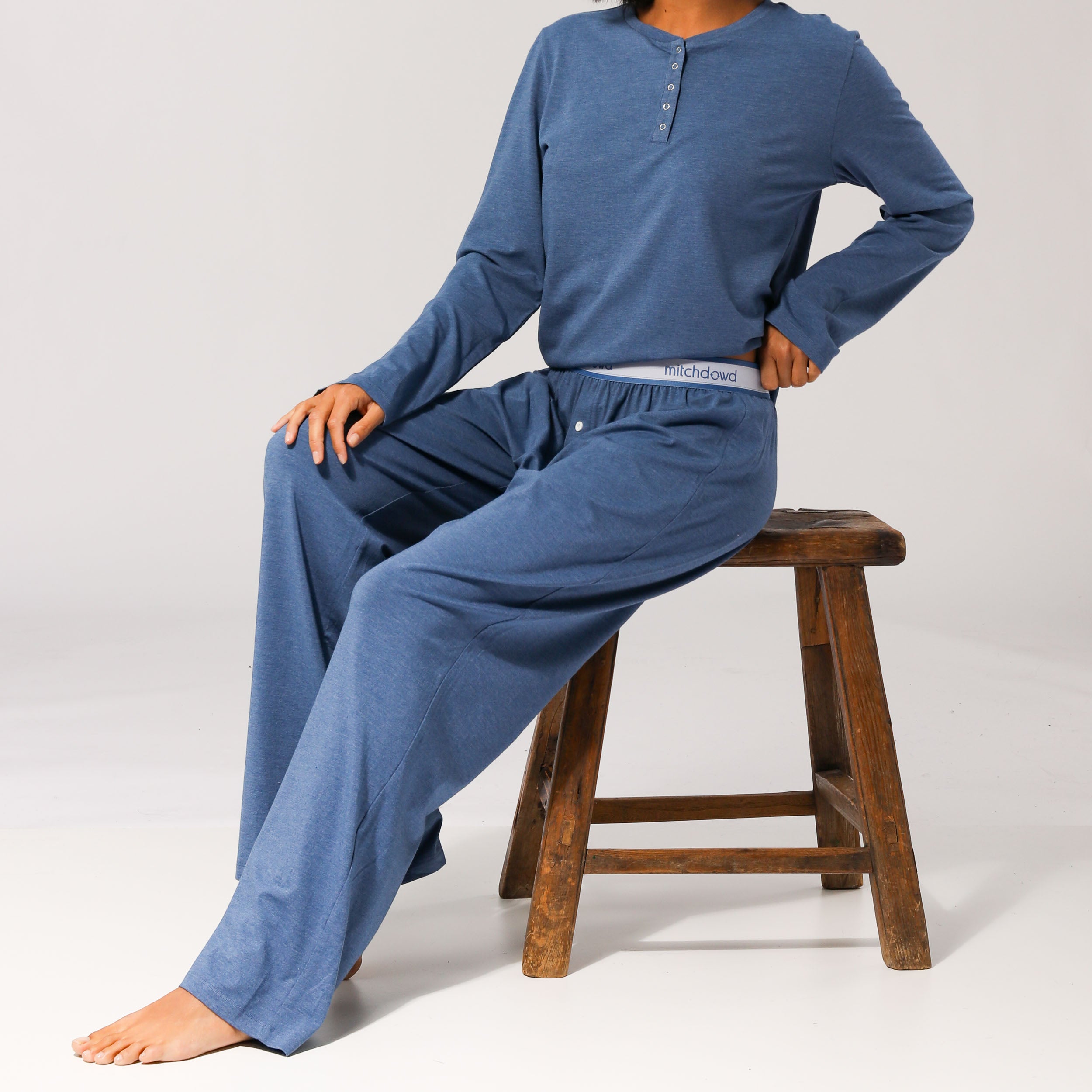 Women's Bamboo Knit Sleep Pants - Blue Marle - Image 5