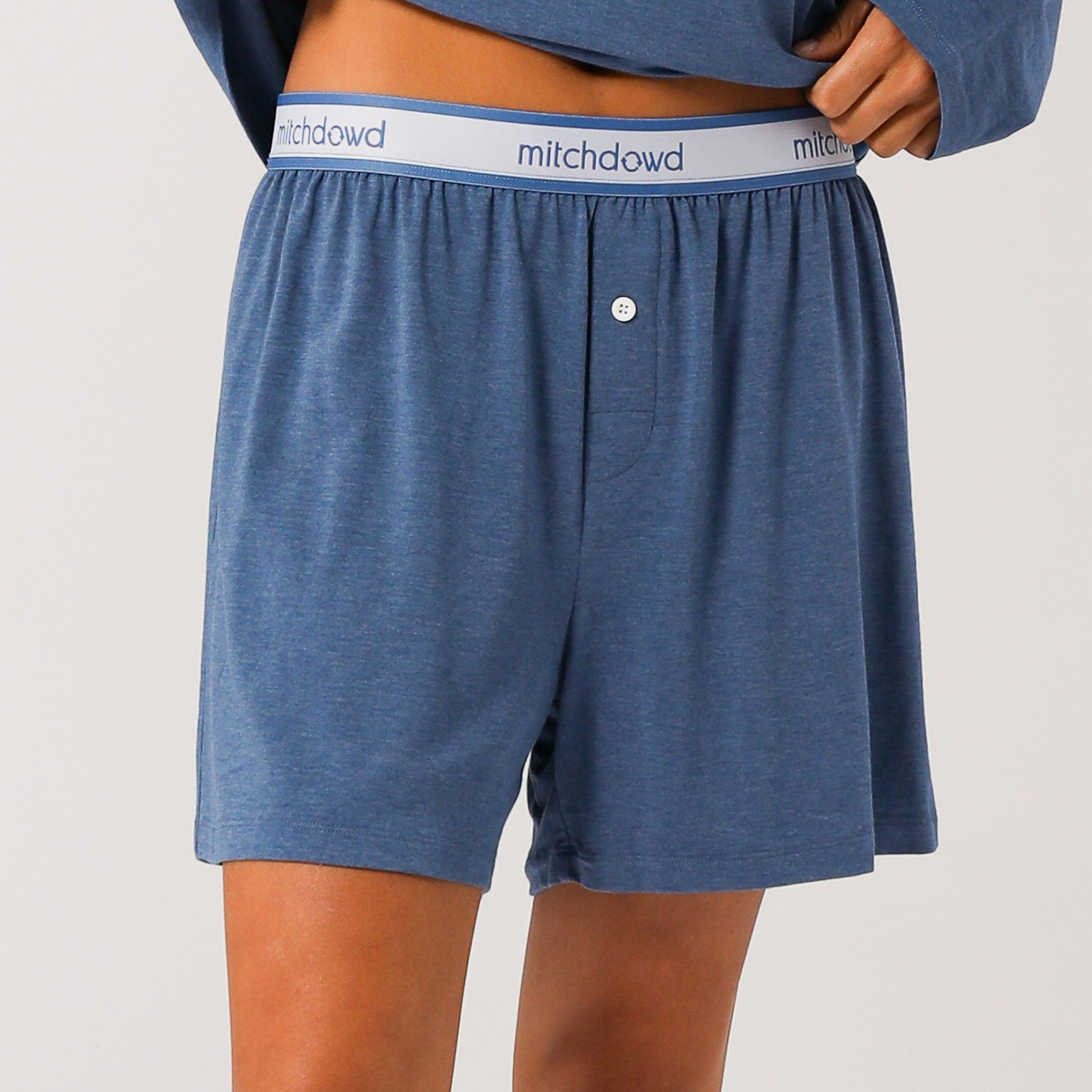 Women's Bamboo Knit Boxer Shorts - Blue Marle - Image 2