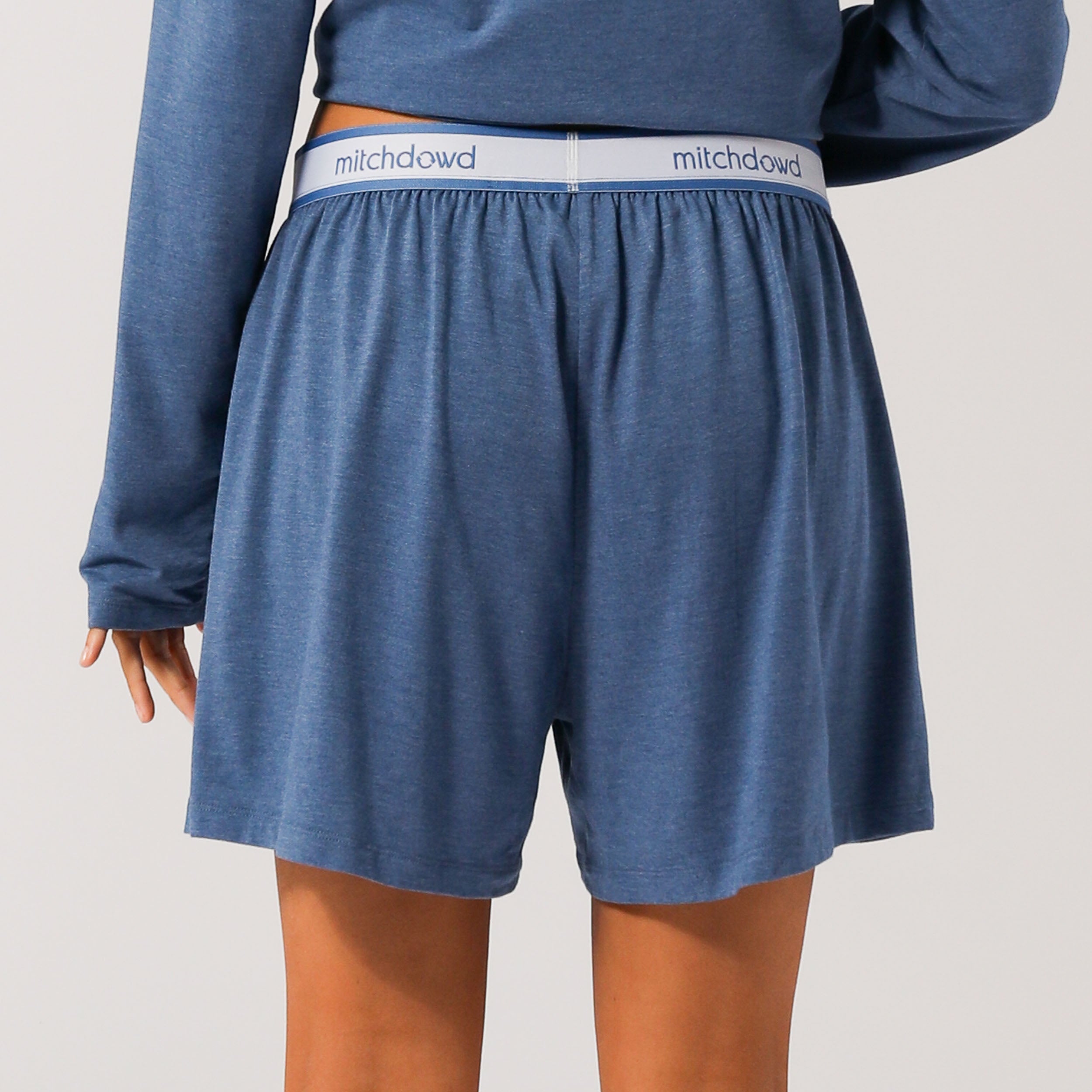 Women's Bamboo Knit Boxer Shorts - Blue Marle - Image 4