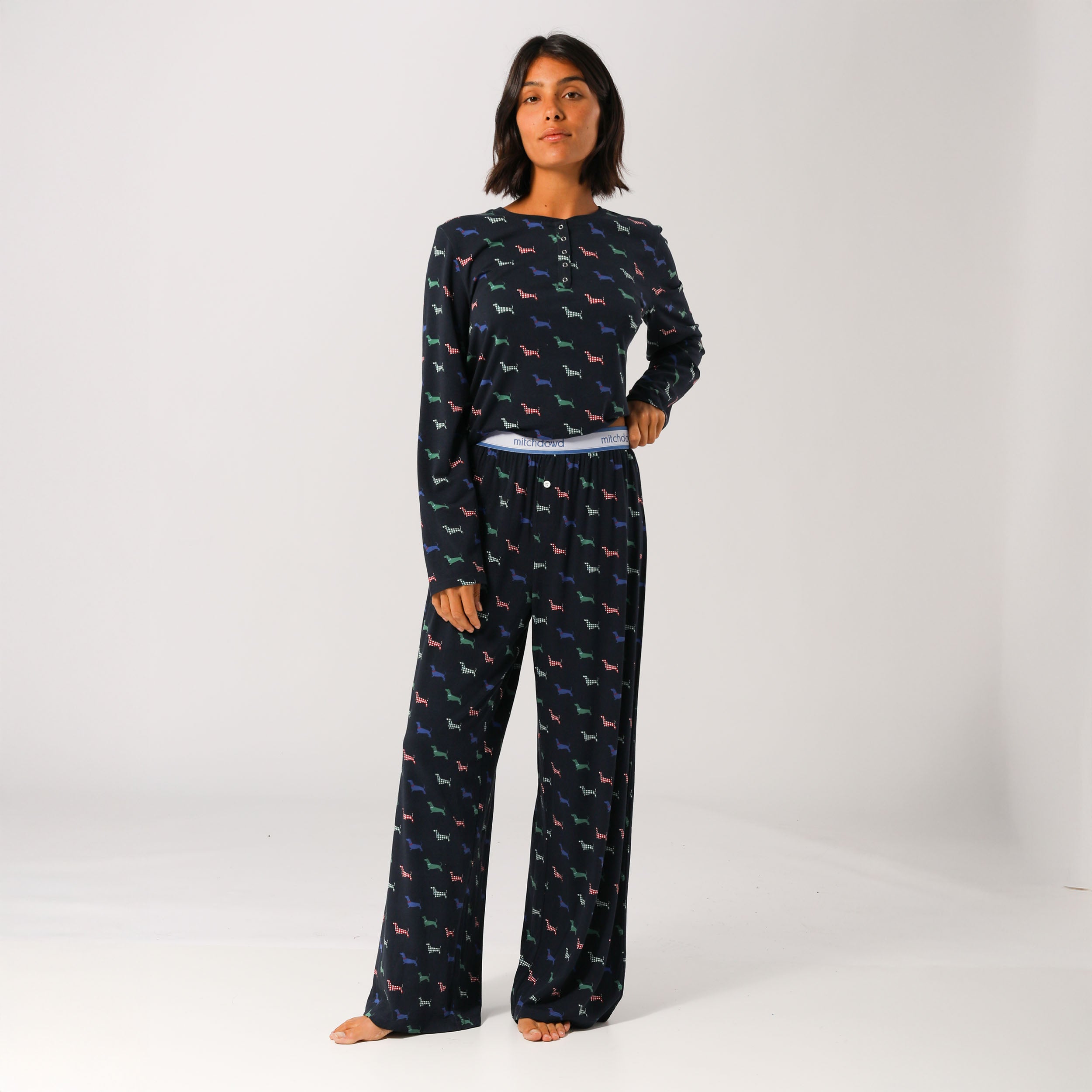 Women's Doggy Bamboo Sleep Pant - Navy - Image 1