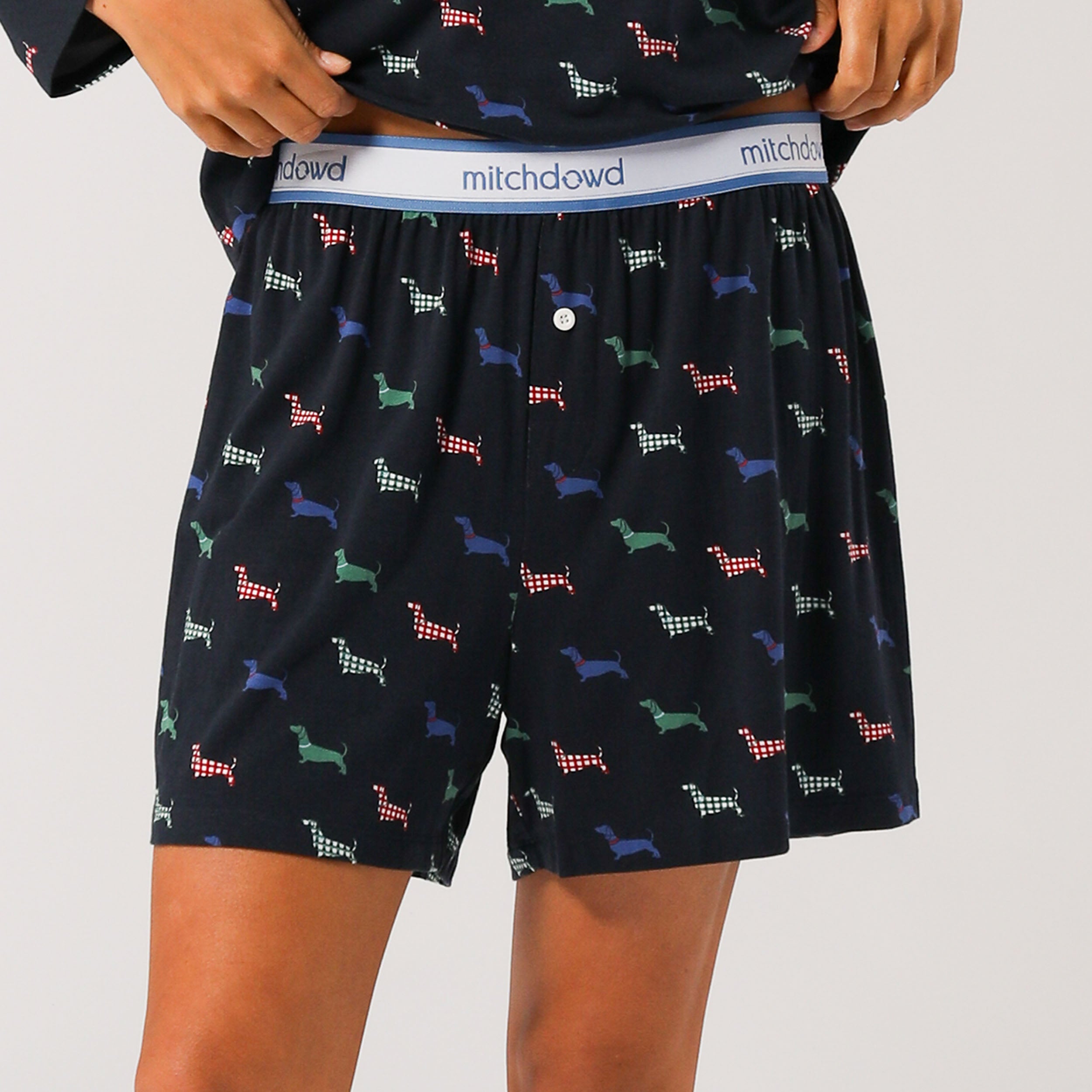 Women's Doggy Bamboo Boxer Shorts - Navy - Image 2