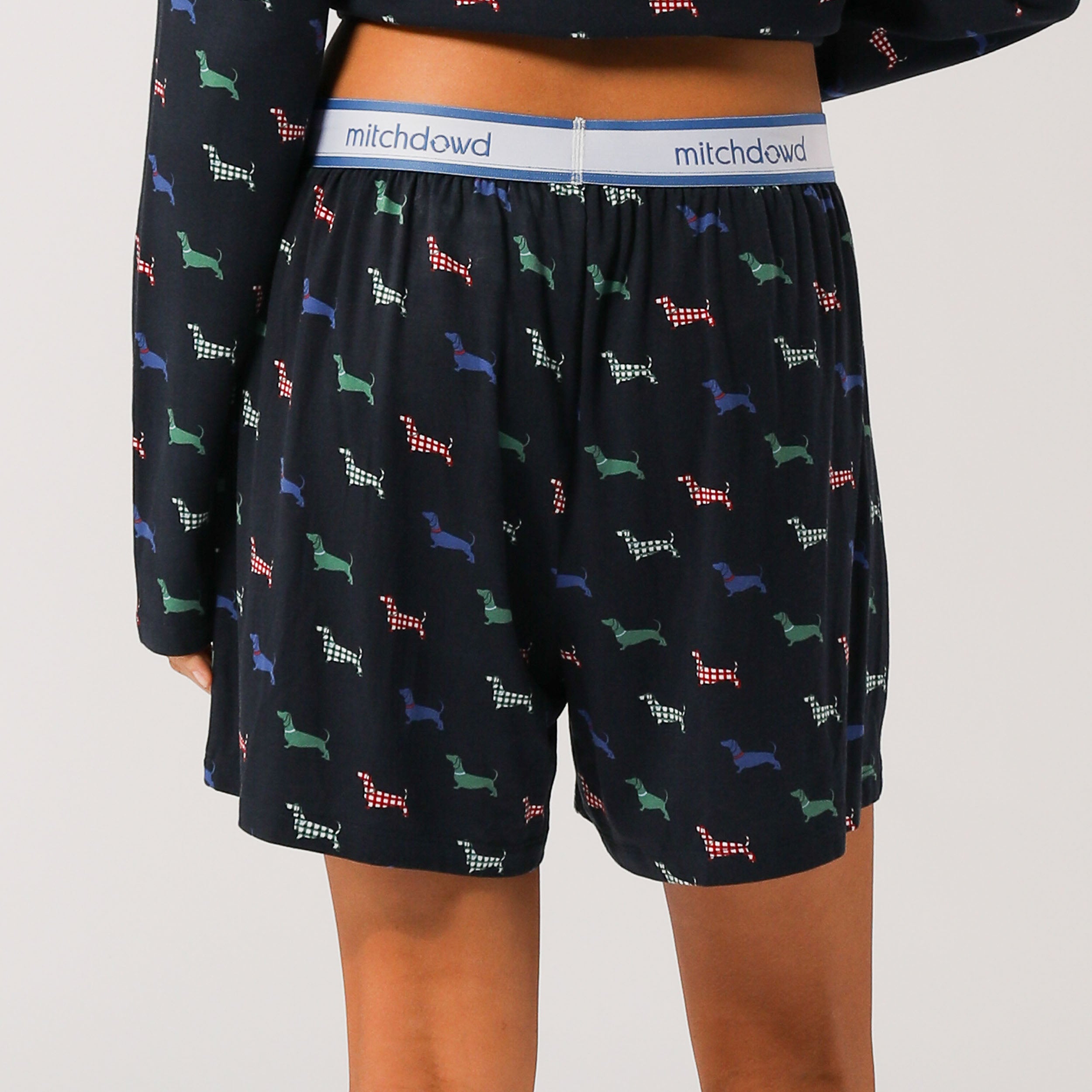 Women's Doggy Bamboo Boxer Shorts - Navy - Image 4