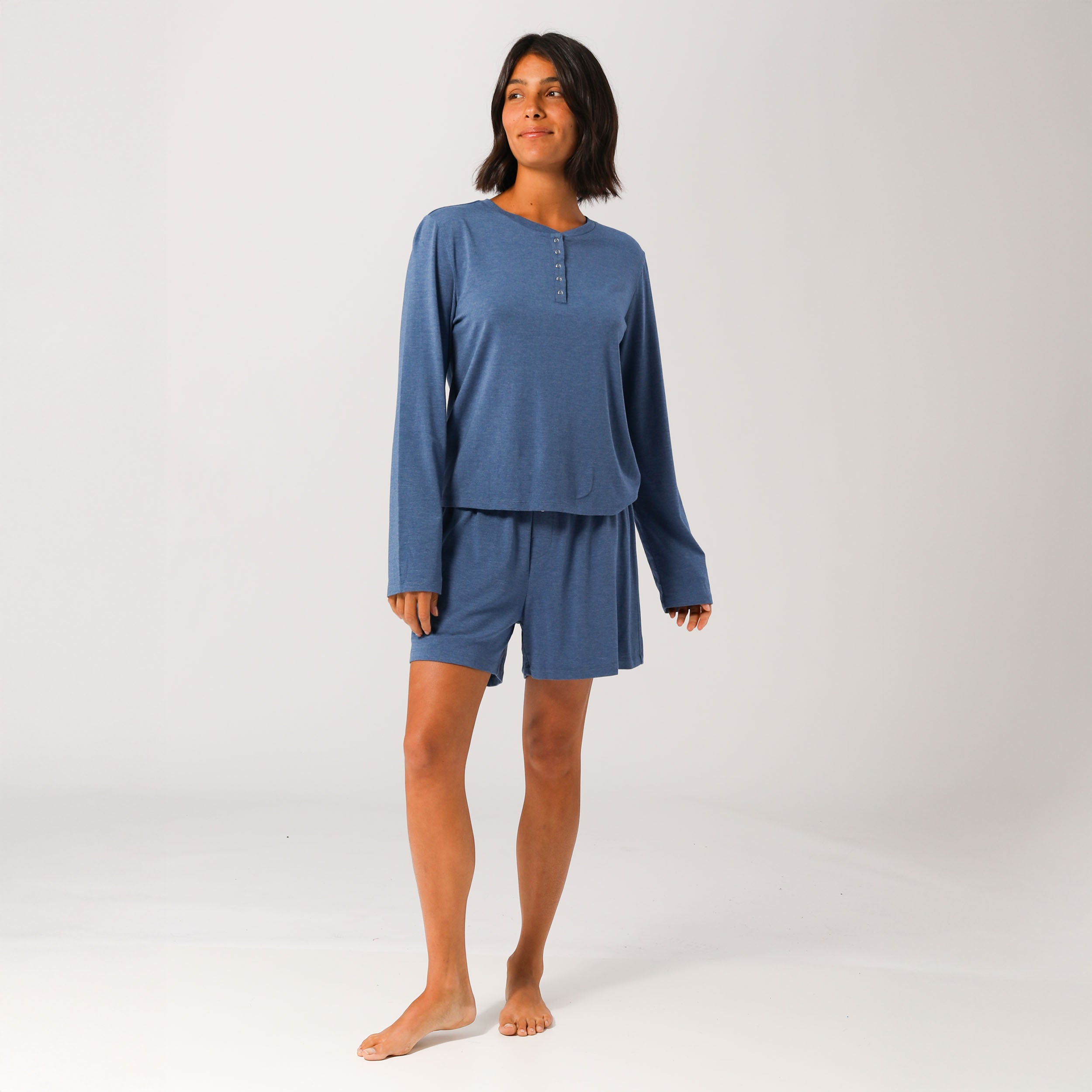 Womens Bamboo Long Sleeve Tee - Blue Marle - Image 1