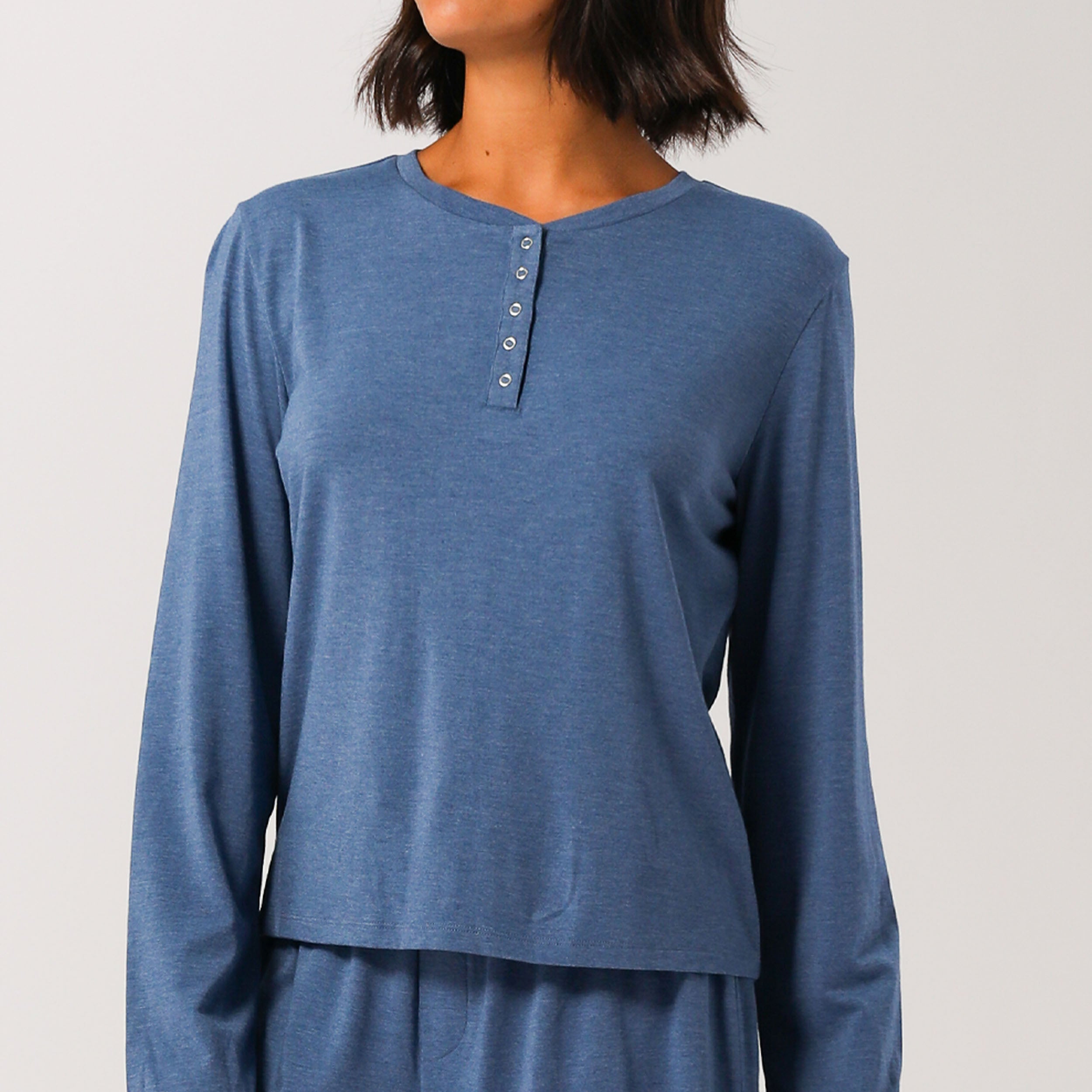 Womens Bamboo Long Sleeve Tee - Blue Marle - Image 2