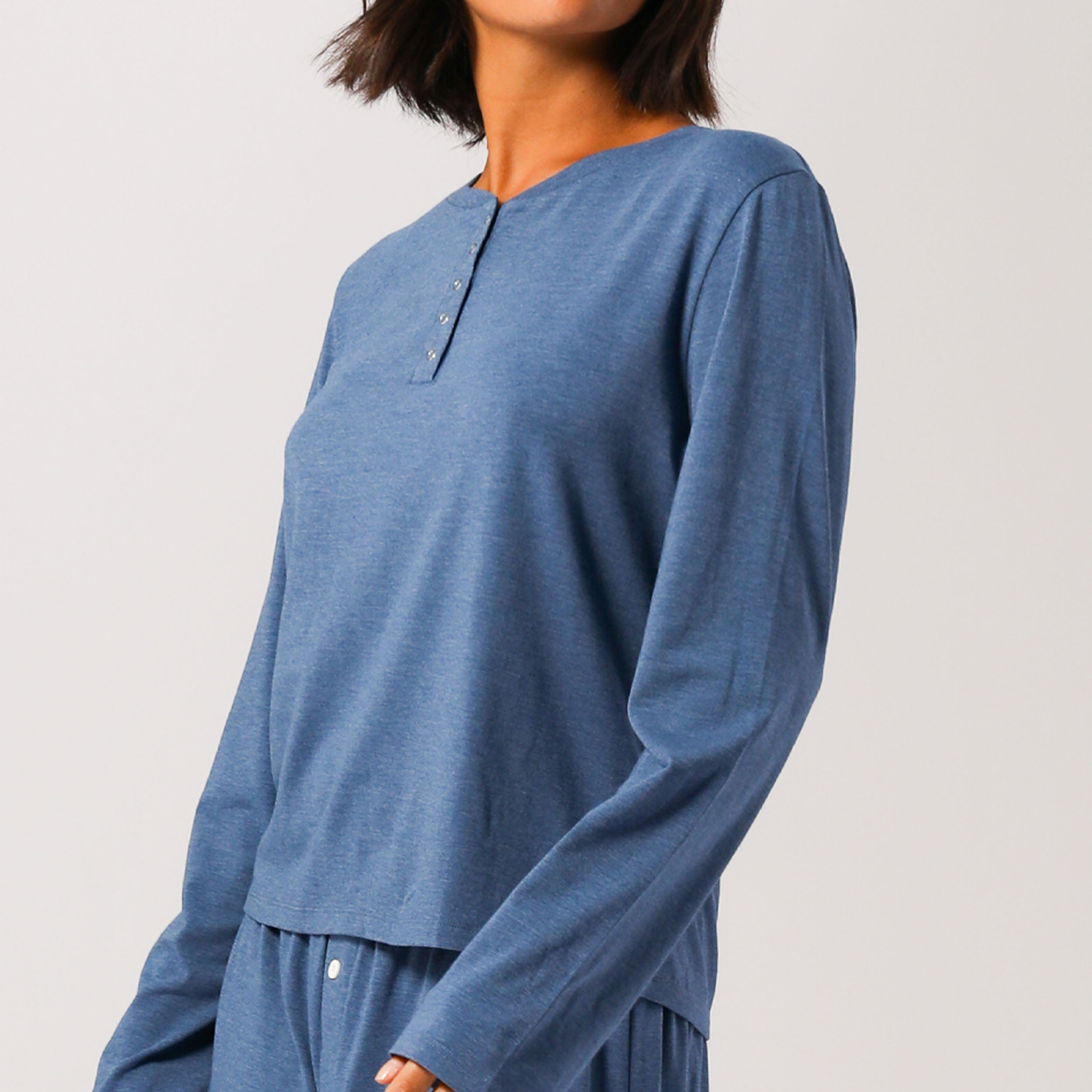 Womens Bamboo Long Sleeve Tee - Blue Marle - Image 3