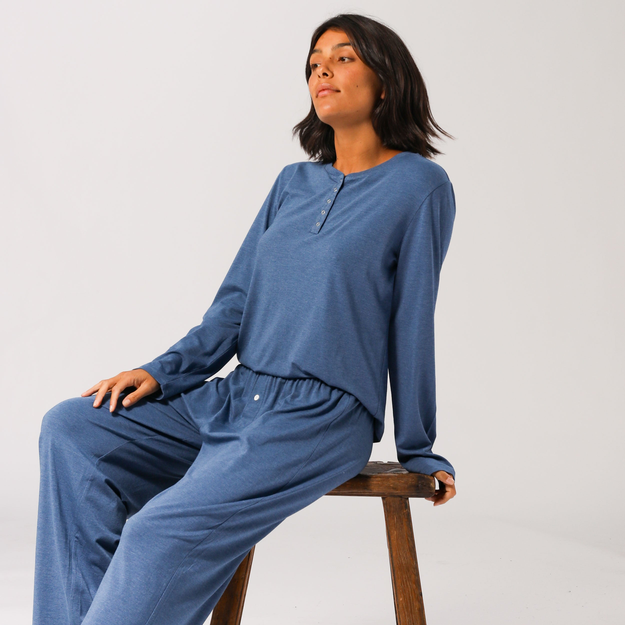 Womens Bamboo Long Sleeve Tee - Blue Marle - Image 4