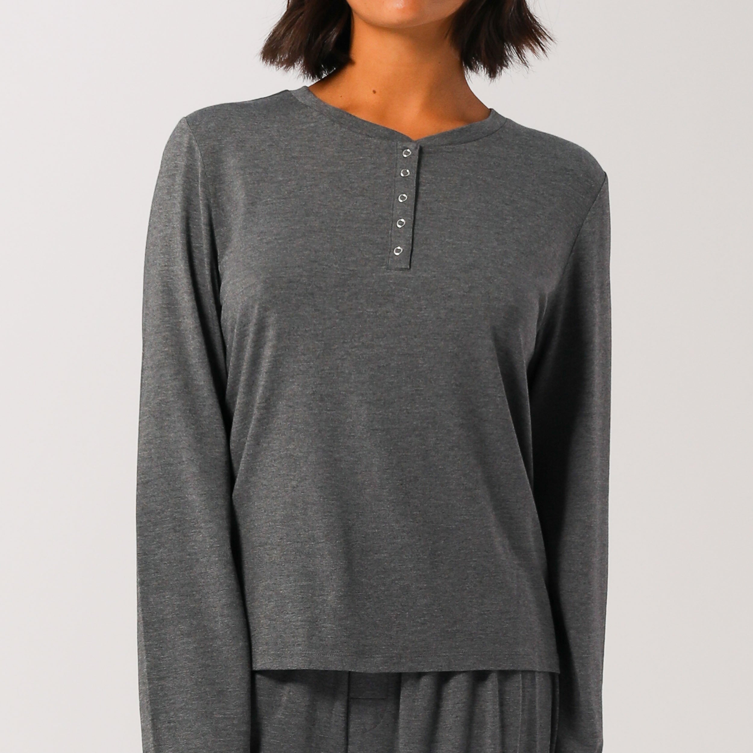 Womens Bamboo Long Sleeve Tee - Grey Marle - Image 1