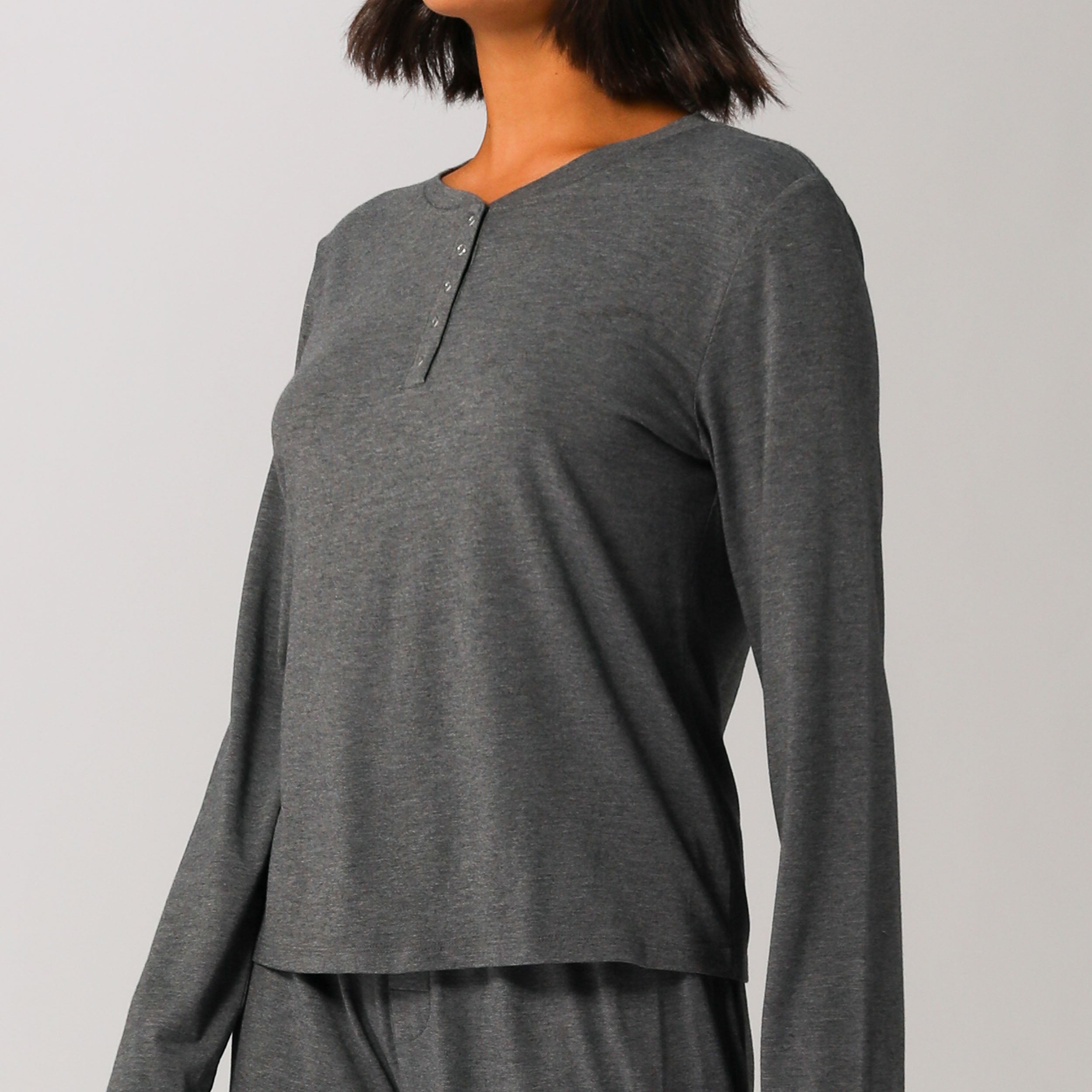 Womens Bamboo Long Sleeve Tee - Grey Marle - Image 3