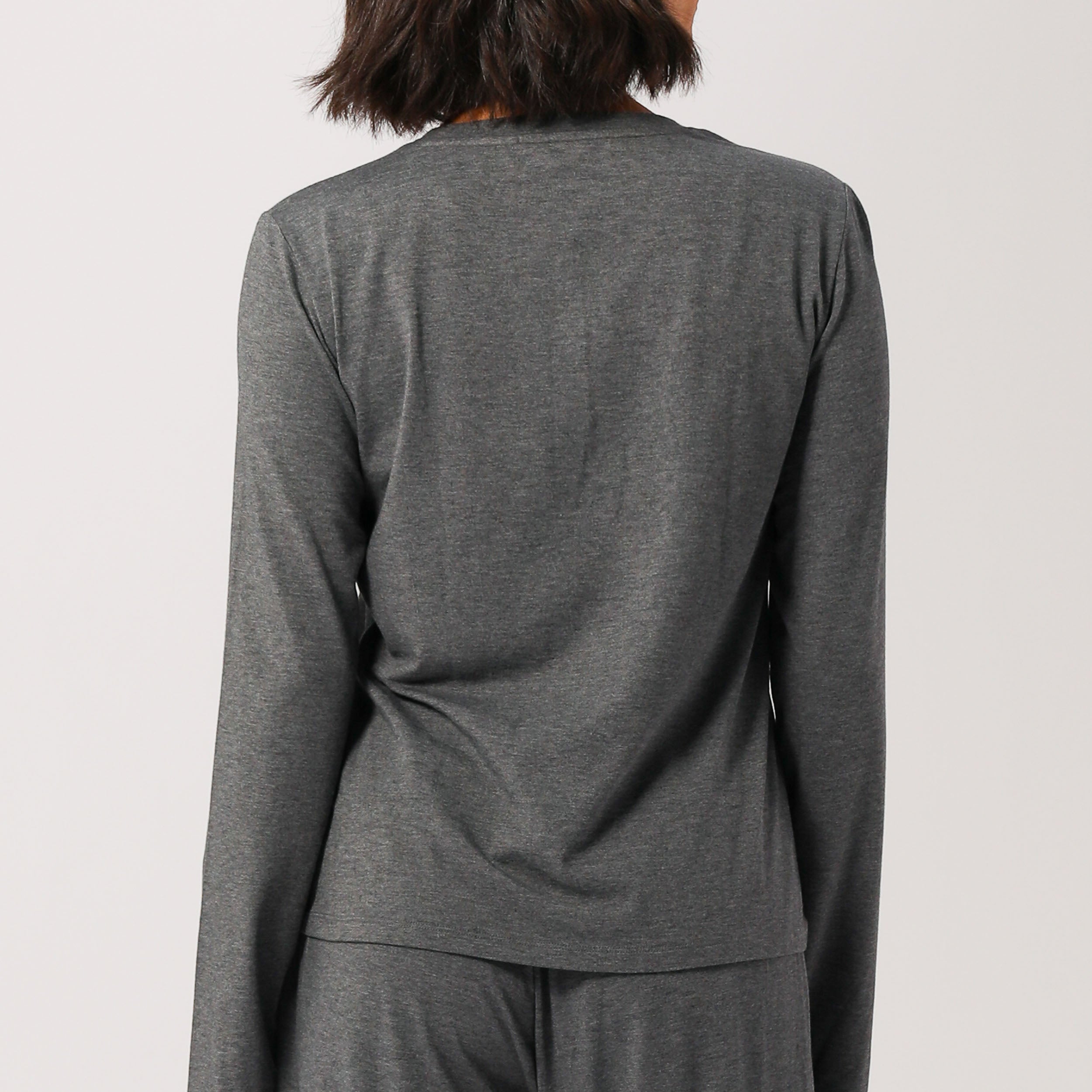 Womens Bamboo Long Sleeve Tee - Grey Marle - Image 4