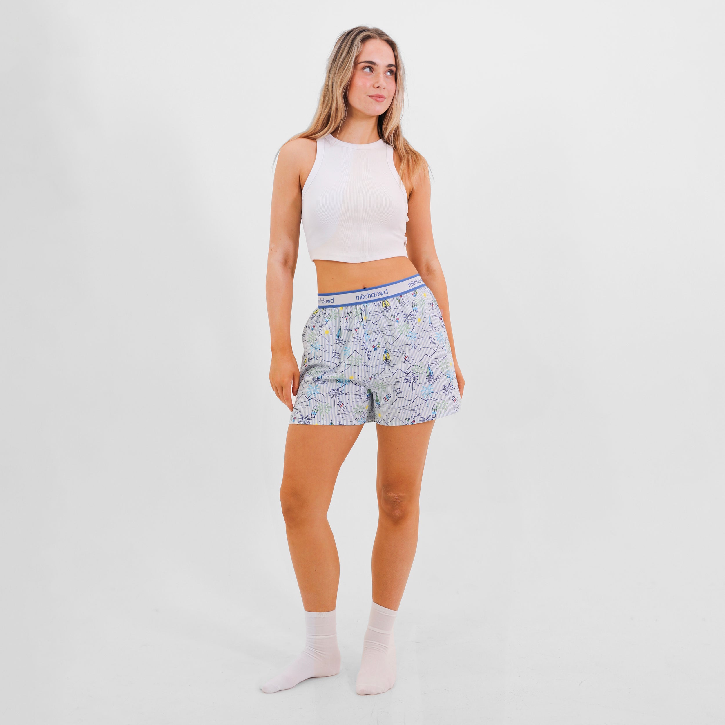 Mitchdowd Womens Island Cool Blue Boxer Short