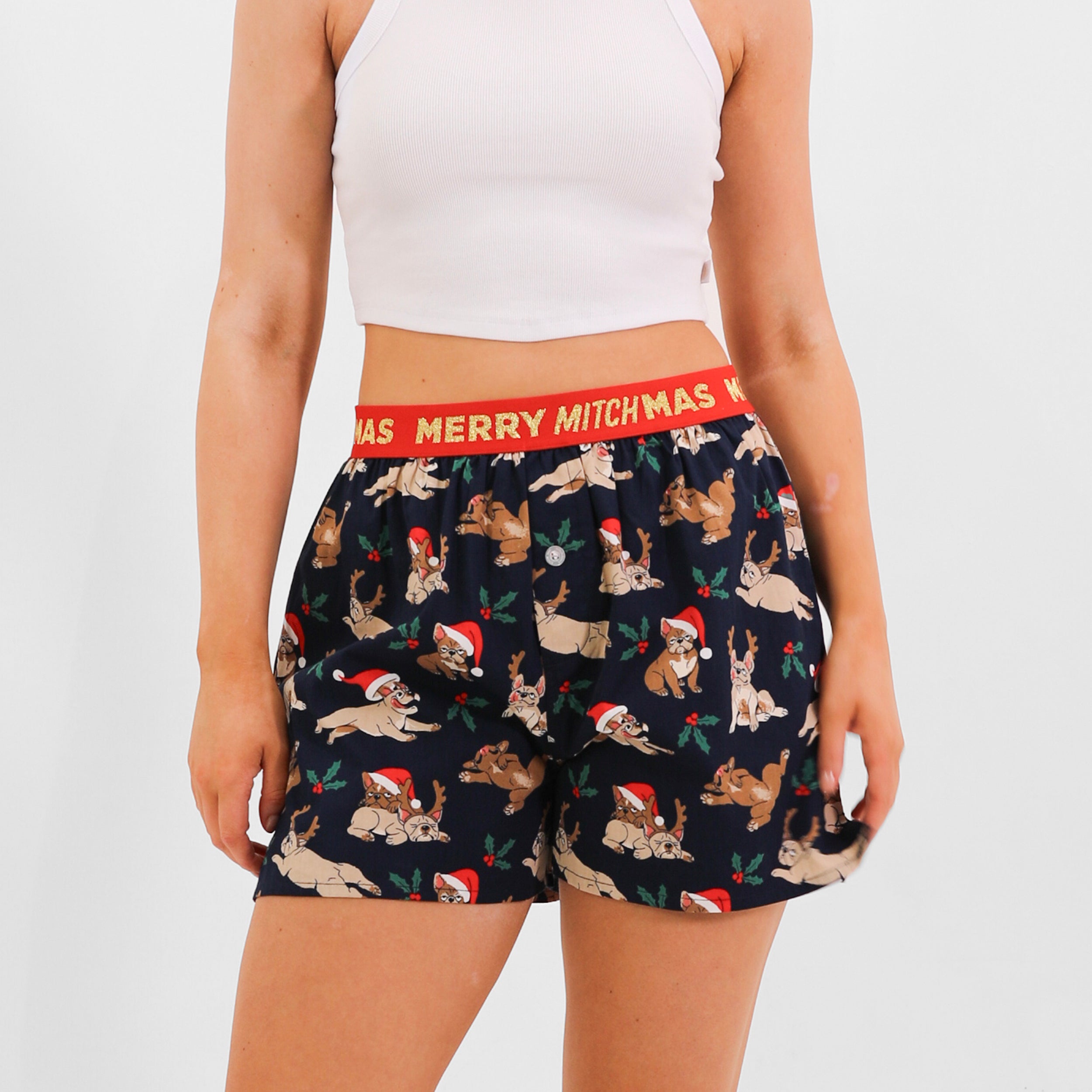 Mitchdowd Women's Xmas Dogs Boxer Shorts