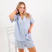 Mitchdowd Womens Blue Stripe Linen Pyjama Set