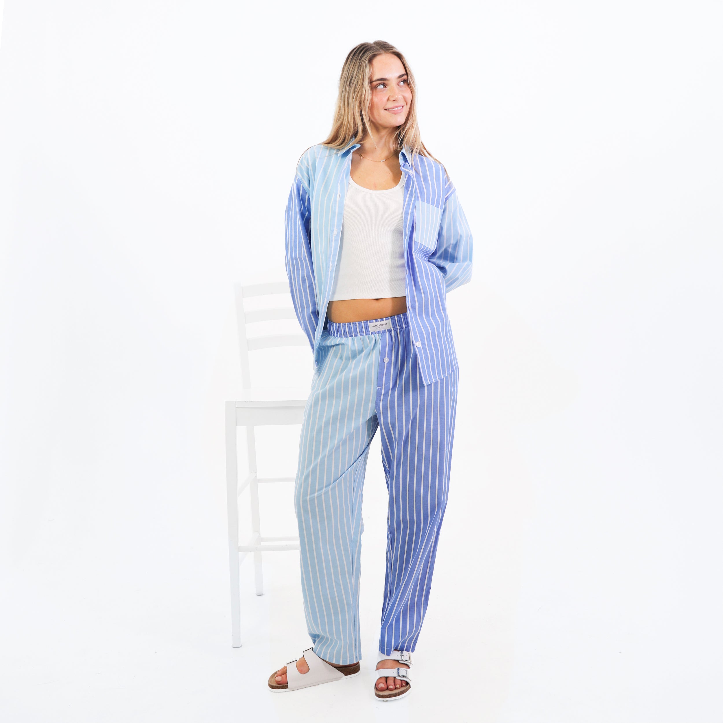 Mitchdowd Womens Blues Stripe Pyjama Pants