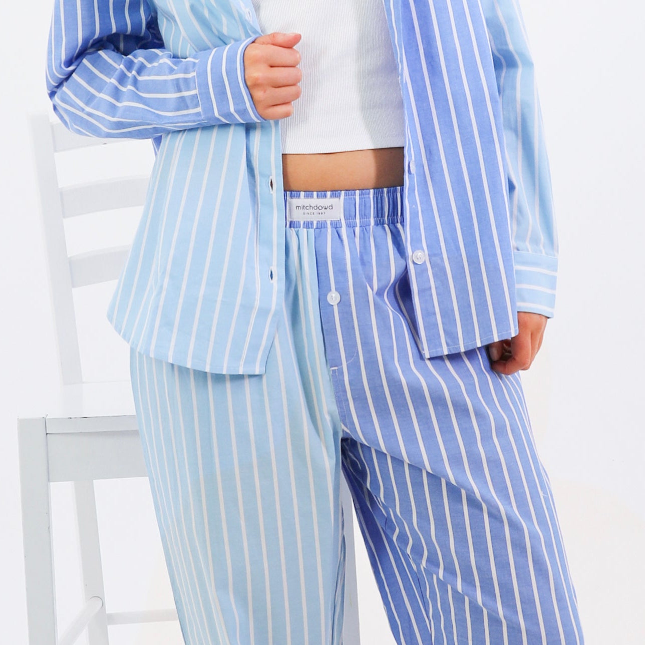 Mitchdowd Womens Blues Stripe Pyjama Pants