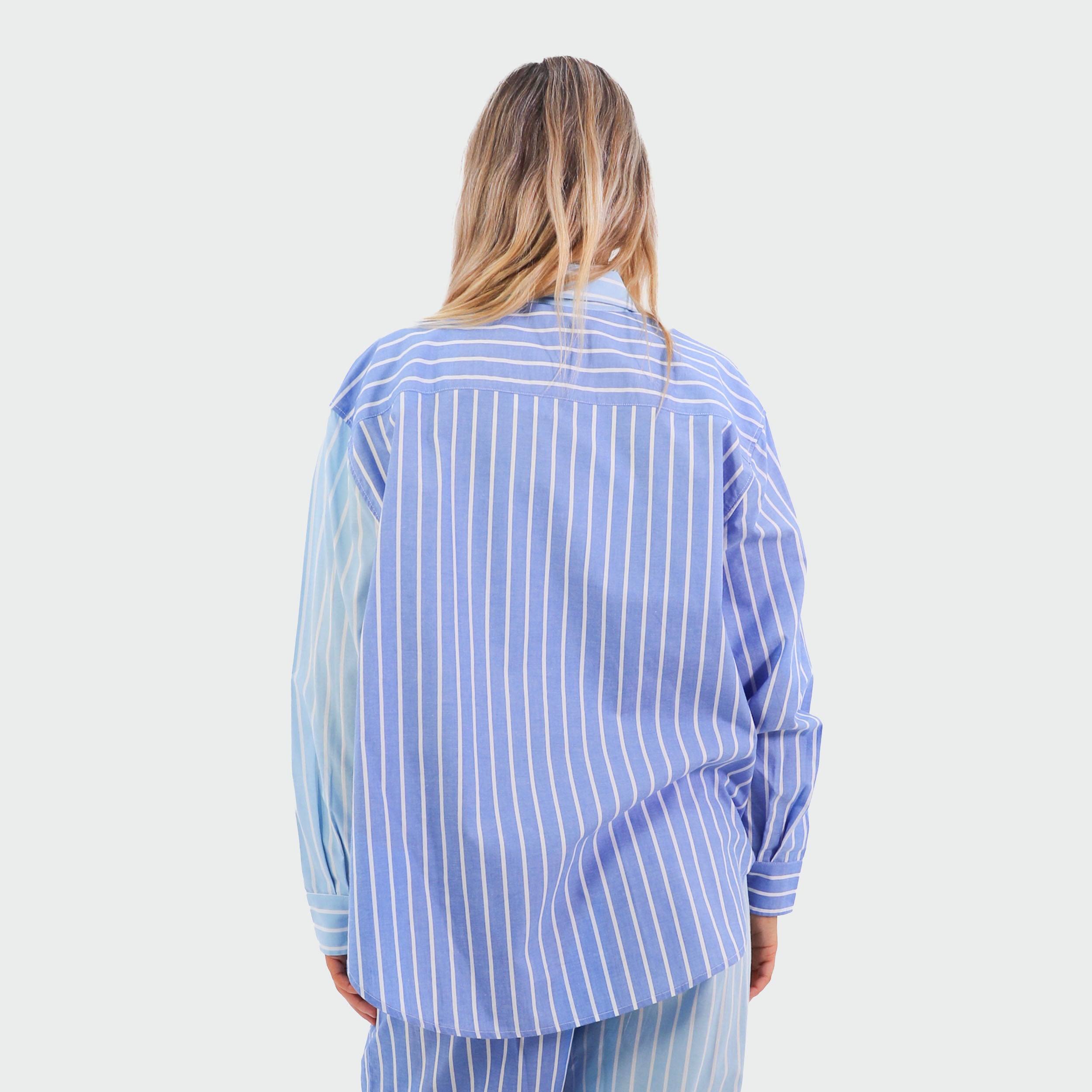 Mitchdowd Womens Blues Stripe Pyjama Shirt