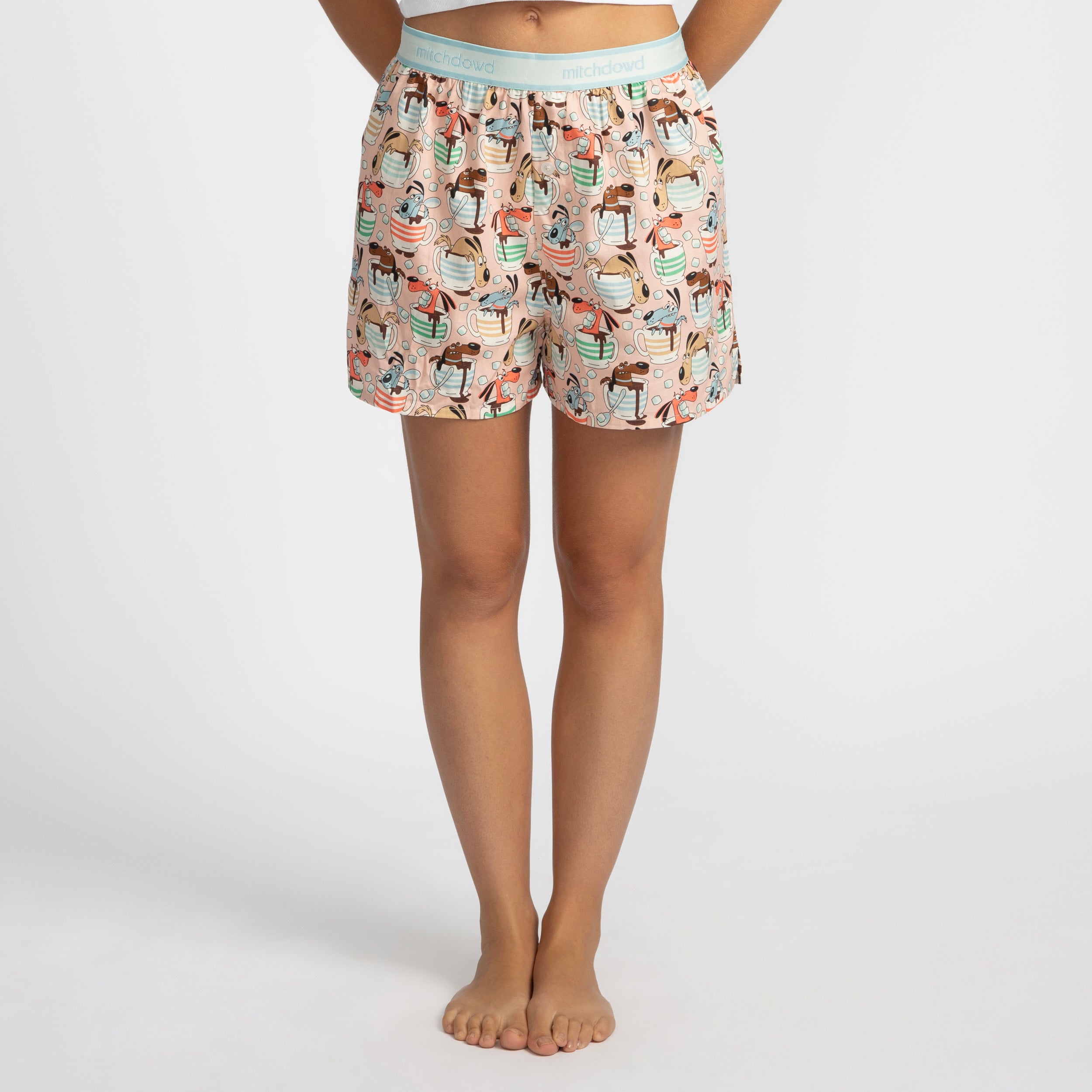 Women's Cuppa Dog Boxer Shorts - Pink