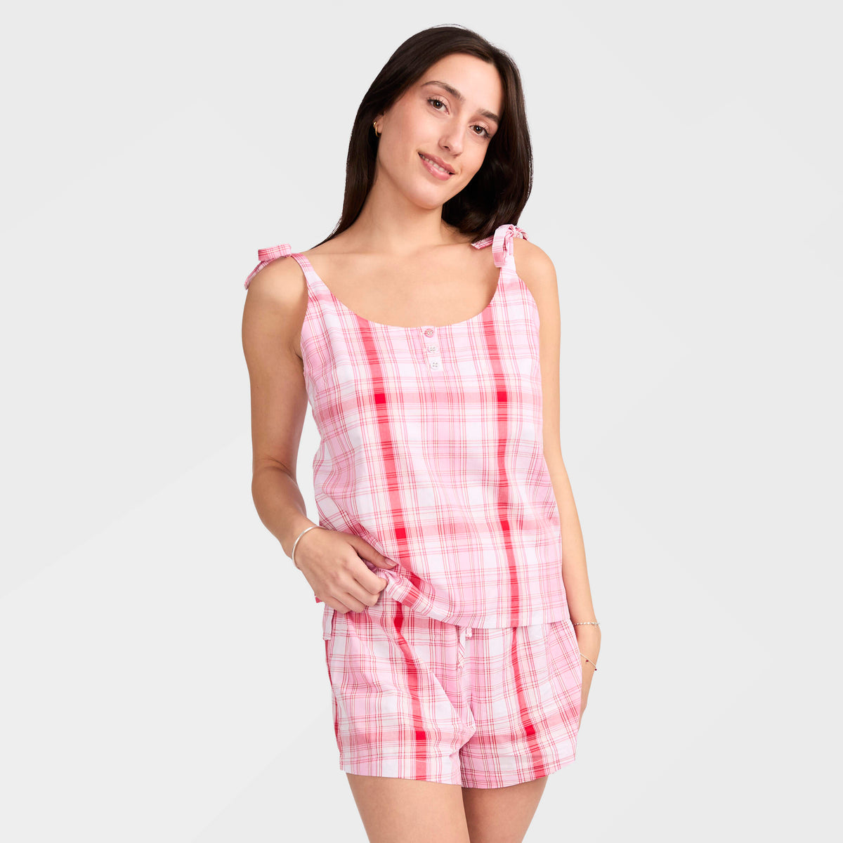 Mitchdowd Women's Summer Pink Cami Bamboo Pyjama Set