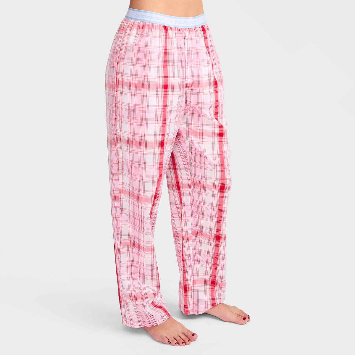 Mitchdowd Women's Summer Pink Check Bamboo Pyjama Pant