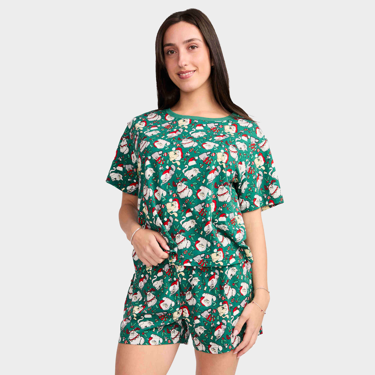 Mitchdowd Women's Christmas Kitties Cotton Pyjama Set