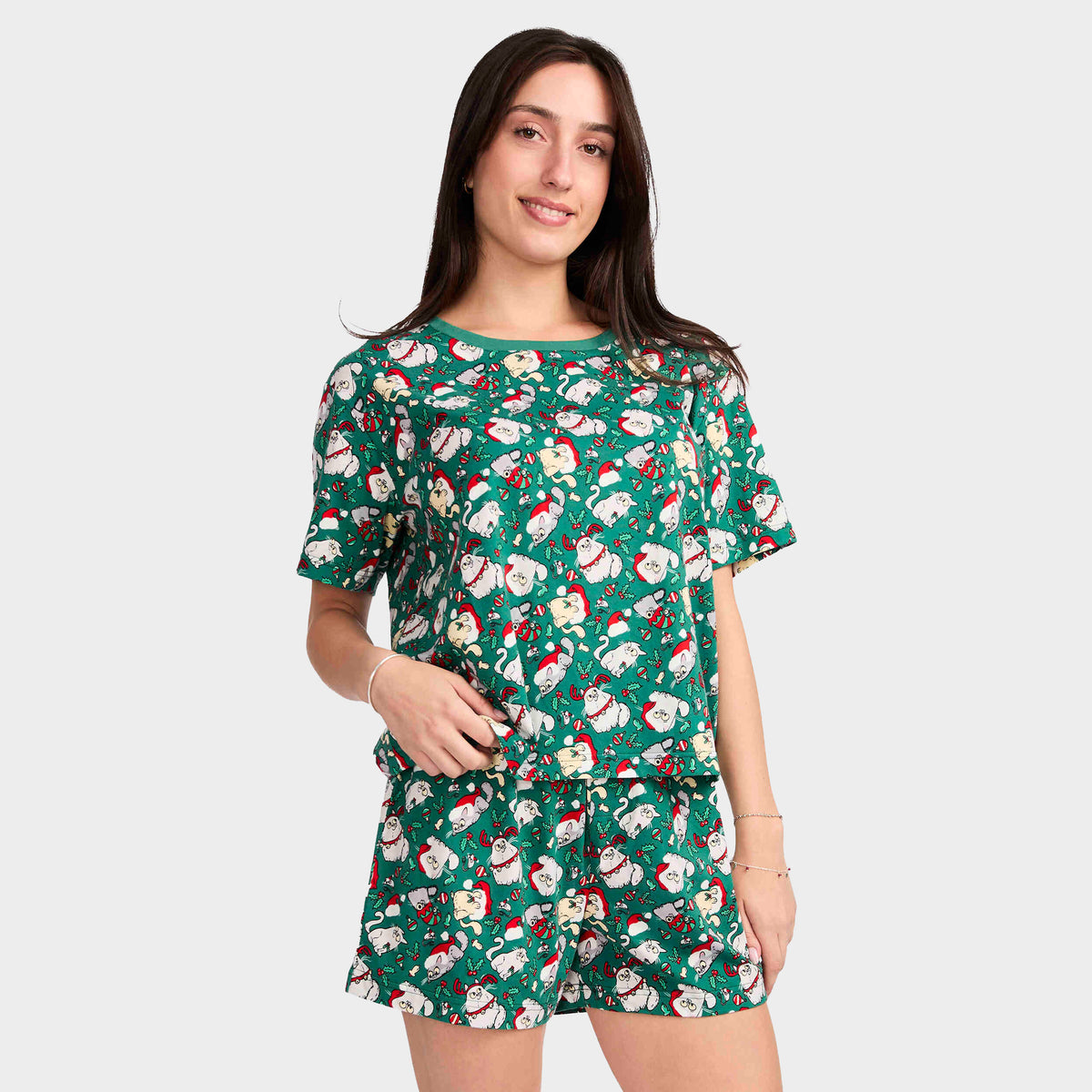 Mitchdowd Women's Christmas Kitties Cotton Pyjama Set