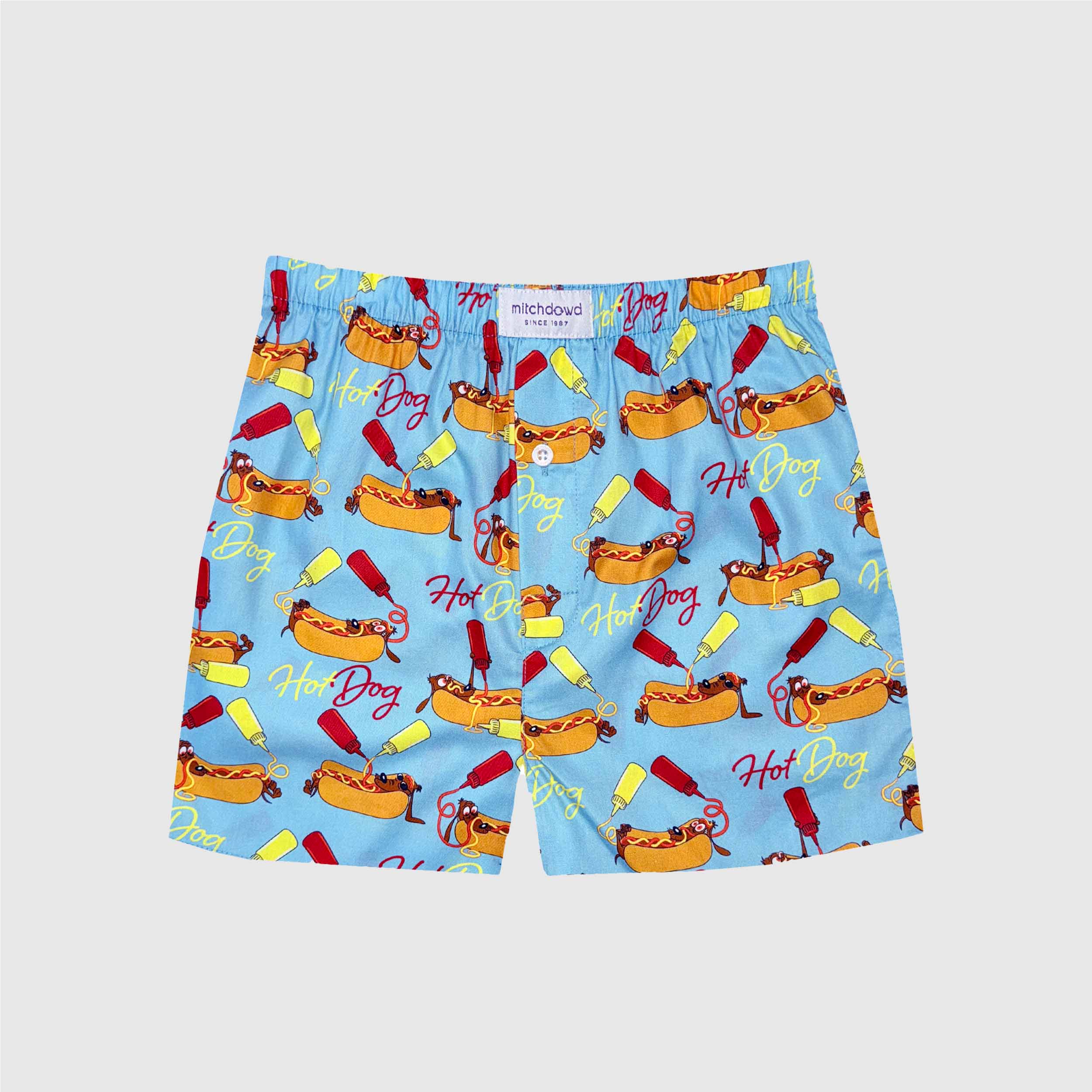 Boys Hot Dog 100% Cotton Boxer Shorts