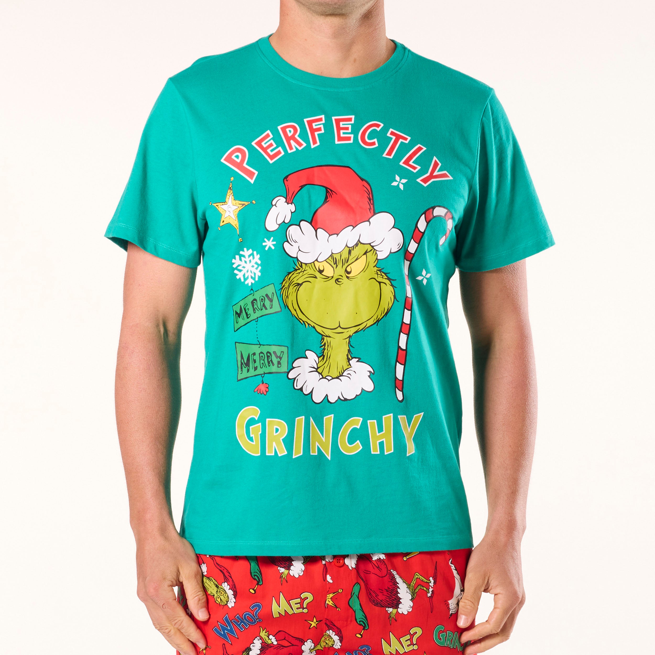 Men's Grinch Grinchy Cotton Sleep Tee - Green - Image 1