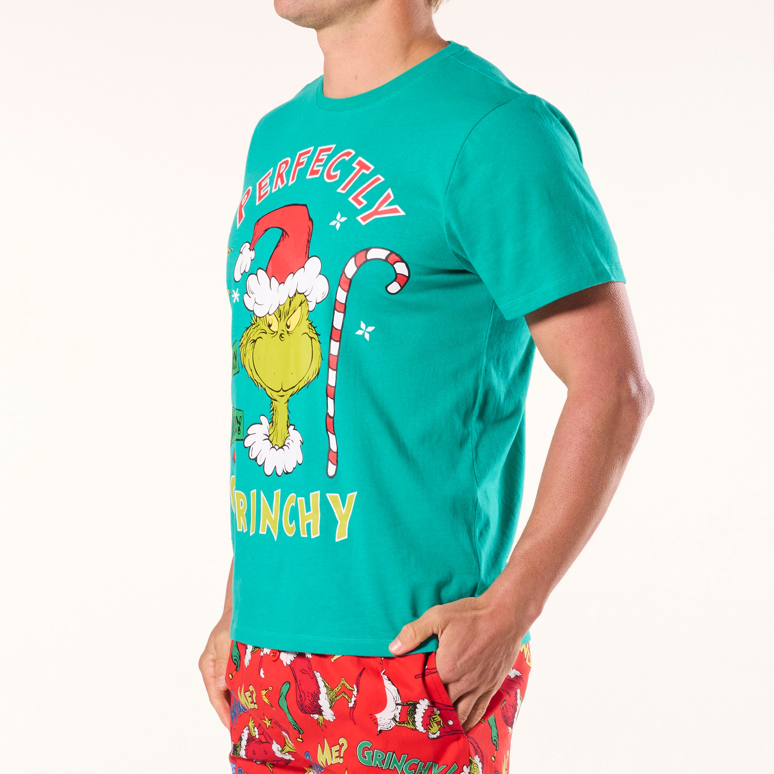 Men's Grinch Grinchy Cotton Sleep Tee - Green - Image 2