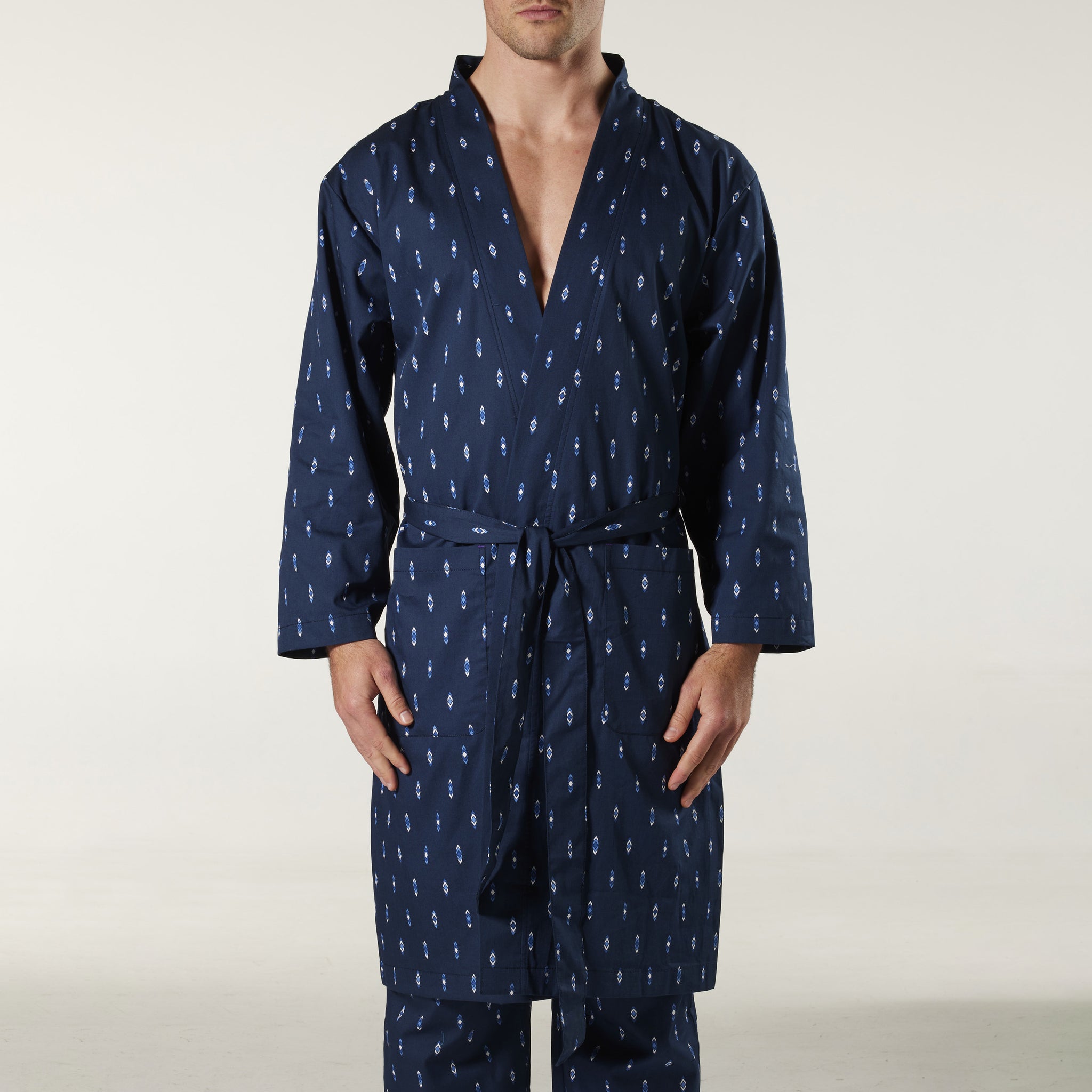 Mitch Dowd Mens Cotton Robe | Flint | Navy | Shop Online