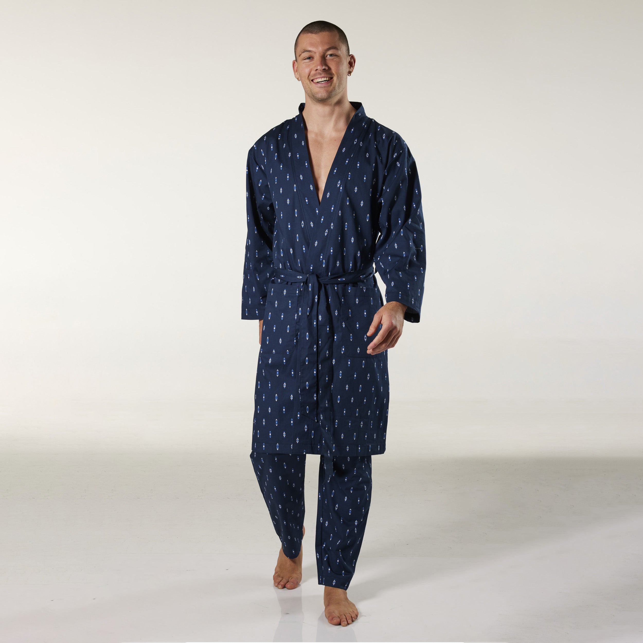 Men's Flint Cotton Robe - Navy - Image 4