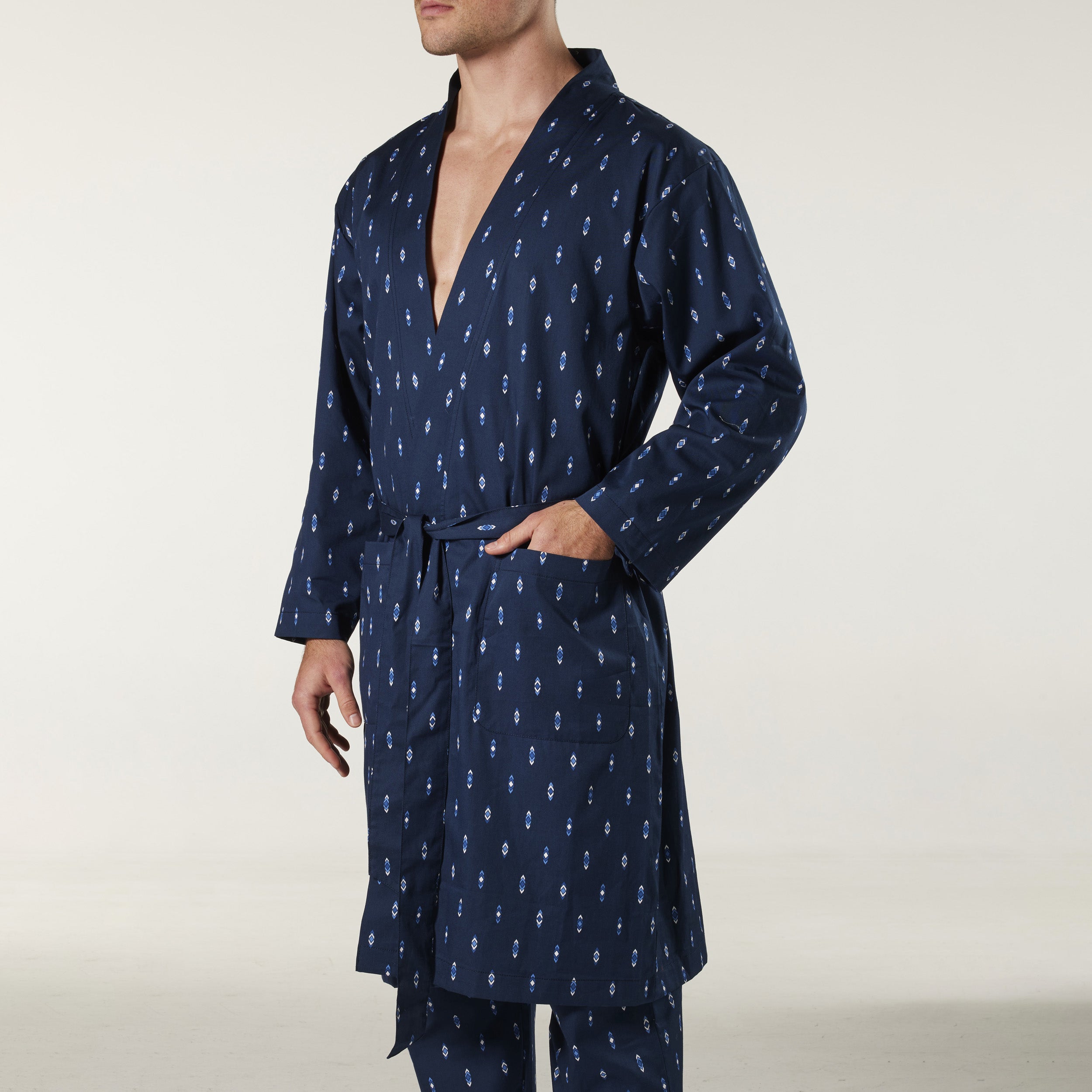 Men's Flint Cotton Robe - Navy - Image 2