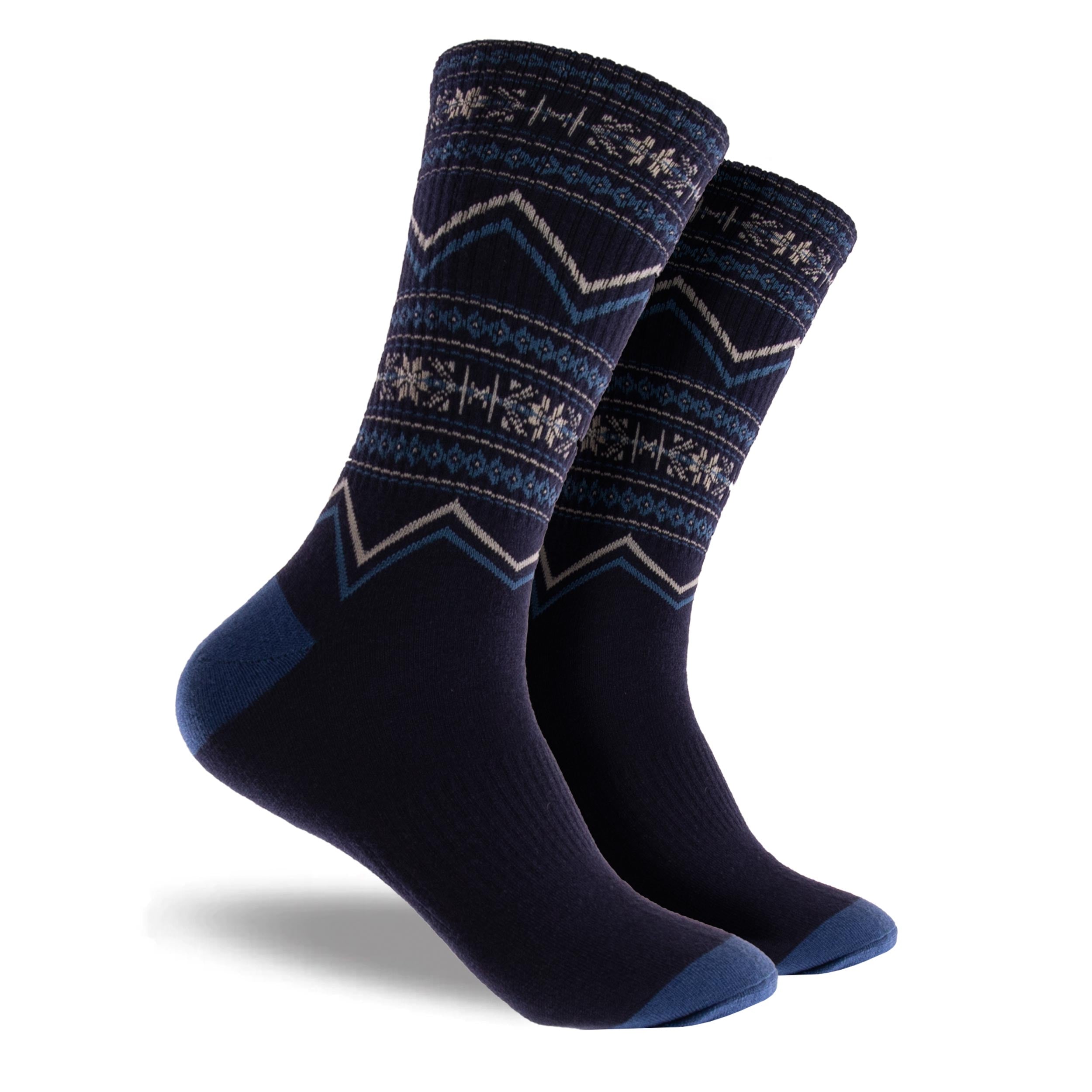 Men's Fairisle Wool Crew Socks - Navy - Image 1