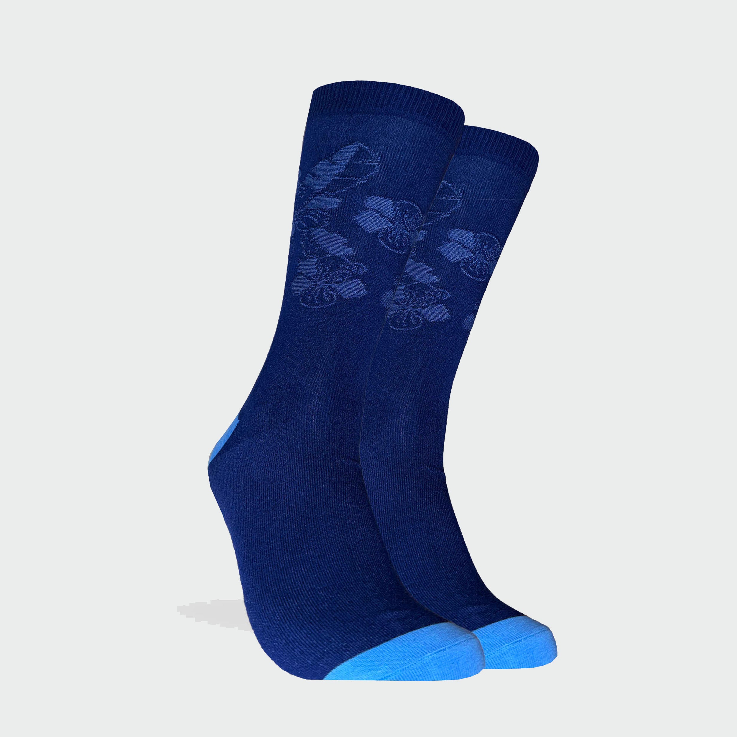 Men’s Navy Floral Dress Socks – Premium Cotton Blend